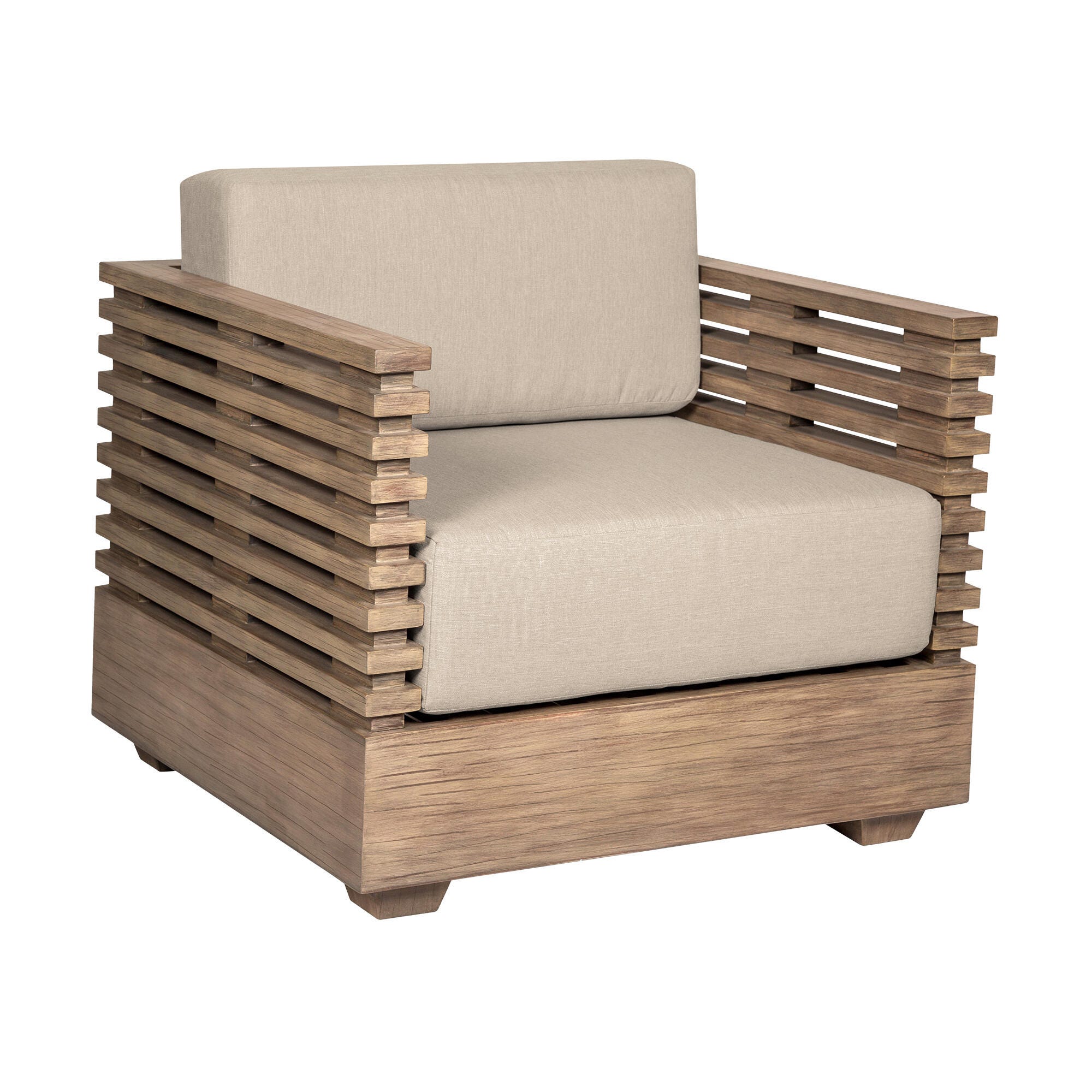 Vivid Outdoor Sofa and 2 Chairs with Coffee Table, Taupe, large