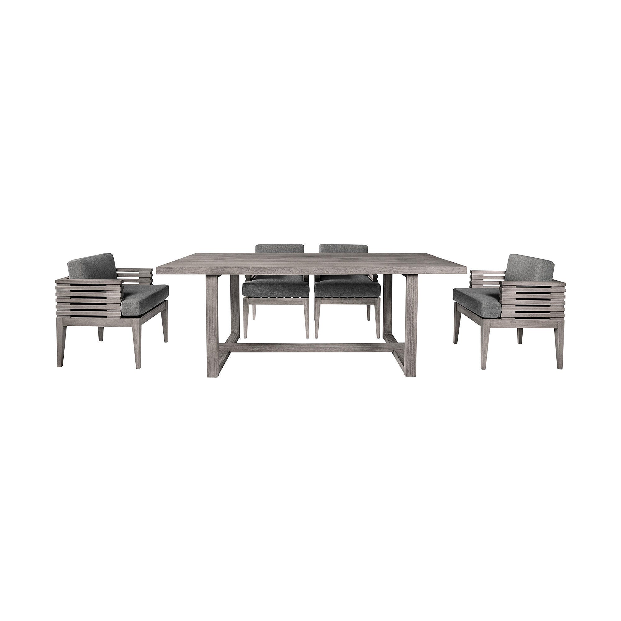 Armen Living Vivid Outdoor Dining Table and 4 Chairs, Gray, large
