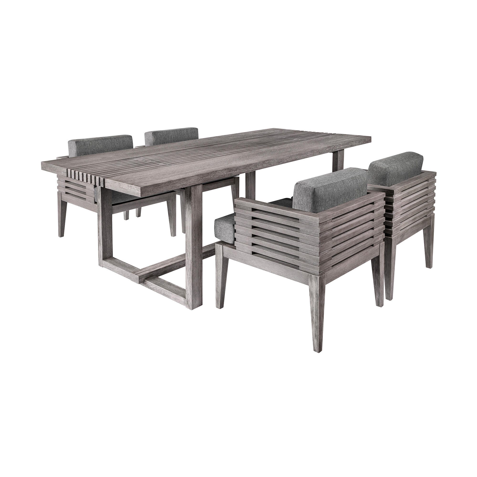 Vivid Outdoor Dining Table and 4 Chairs, Gray, large