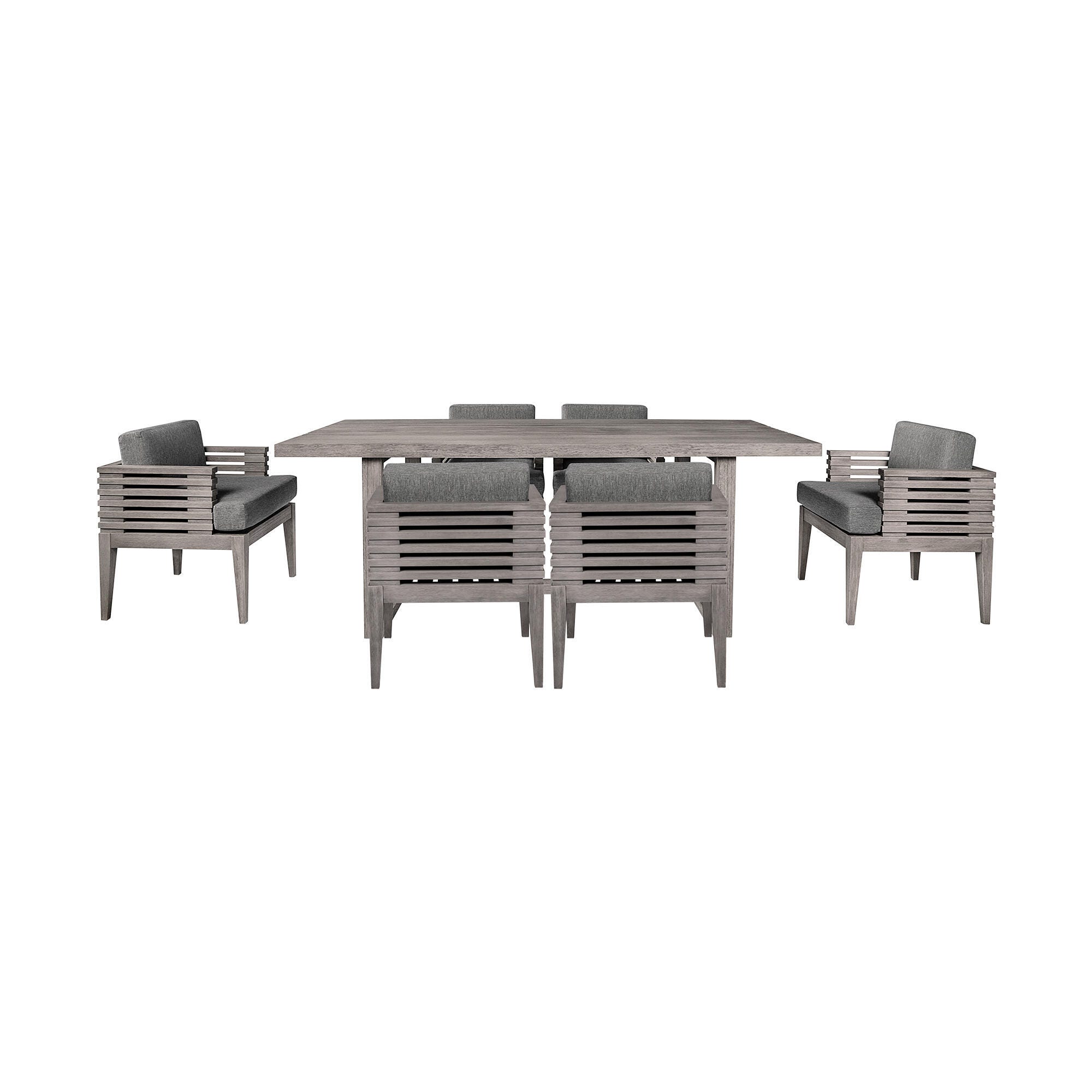 Armen Living Vivid Outdoor Dining Table and 6 Chairs, Gray, large