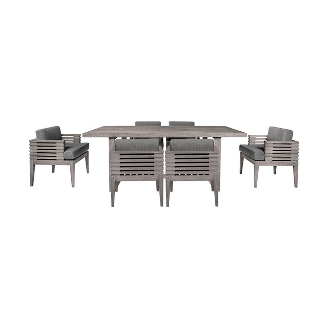 Armen Living Vivid Outdoor Dining Table and 6 Chairs, Gray