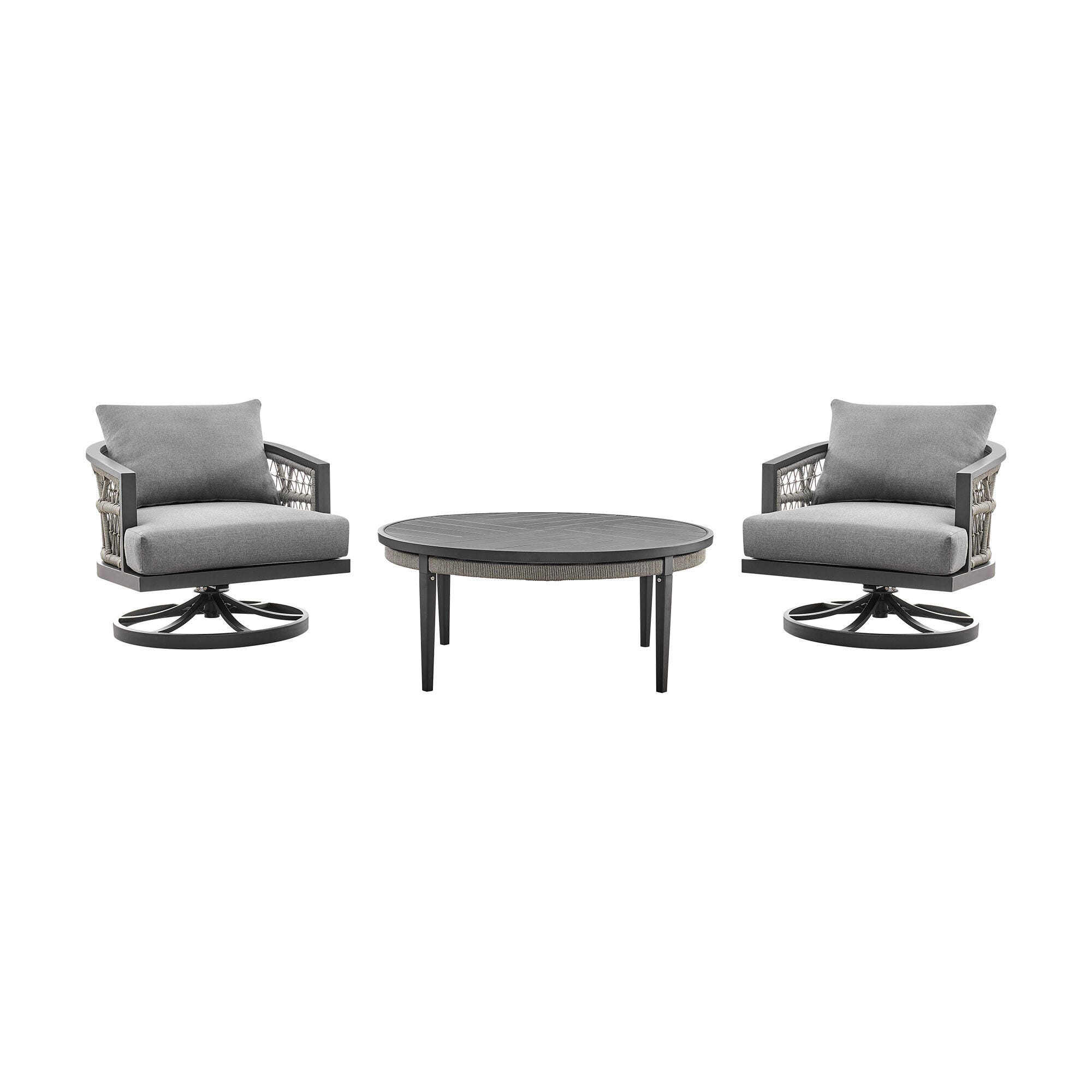 Armen Living Zella Outdoor Coffee Table with 2 Chairs, , large