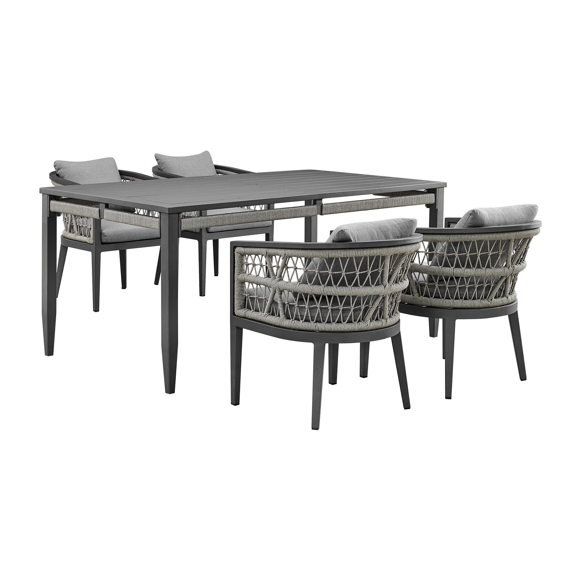 Armen Living Zella Outdoor Dining Table and 4 Chairs, , large