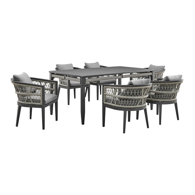 Armen Living Zella Outdoor Dining Table and 6 Chairs