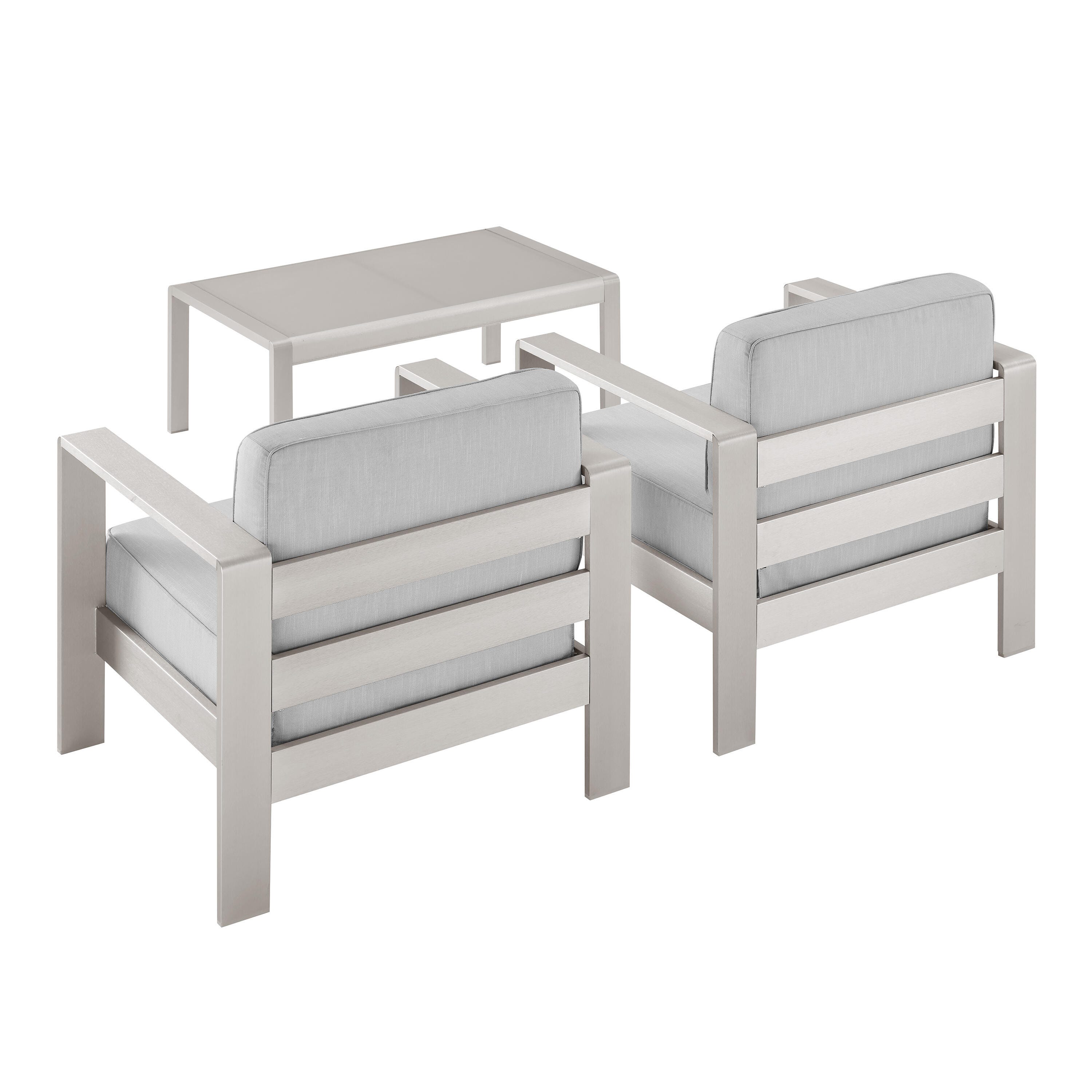 Linon Rosemary Outdoor Lounge Chair and Coffee Table, Gray, large
