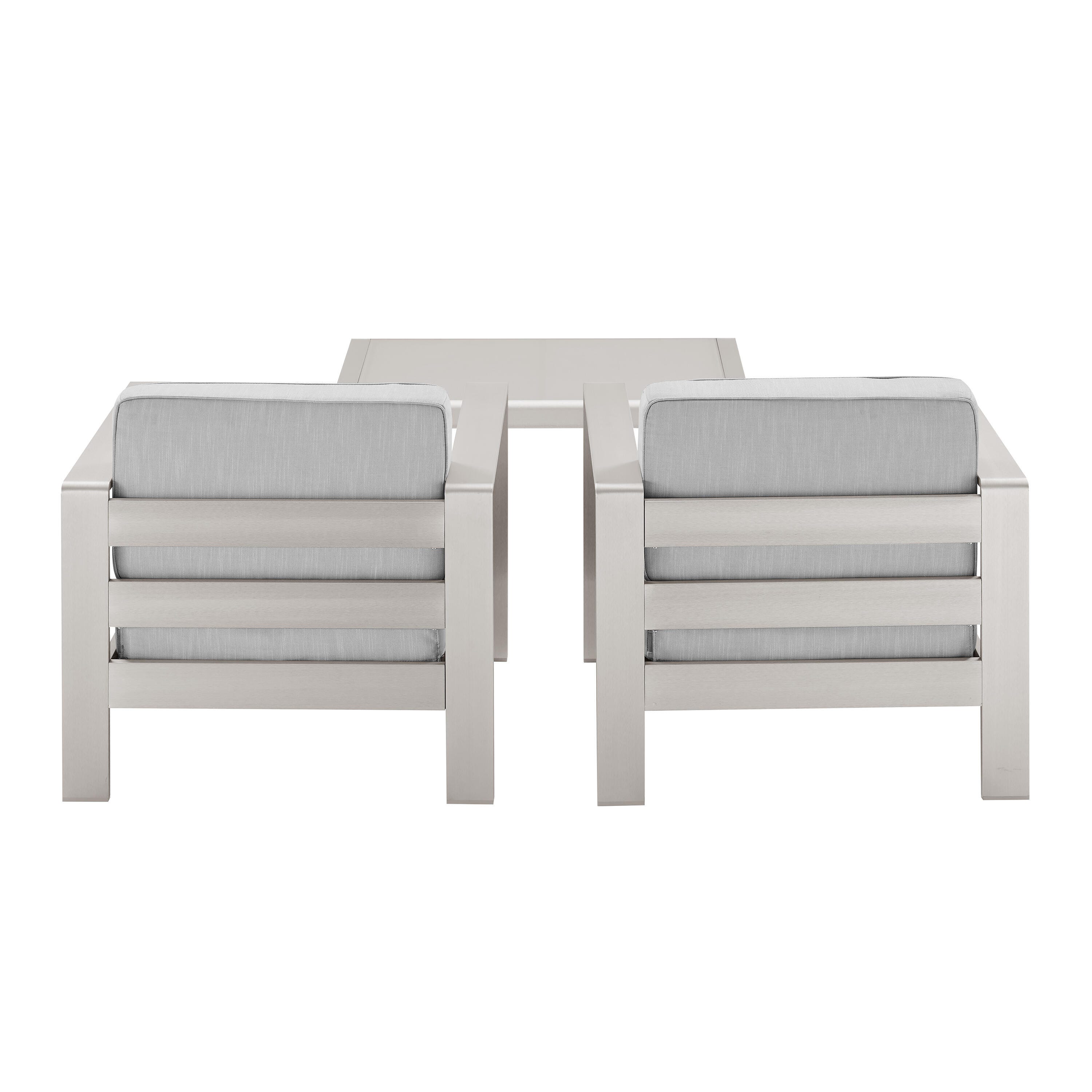 Linon Rosemary Outdoor Lounge Chair and Coffee Table, Gray, large