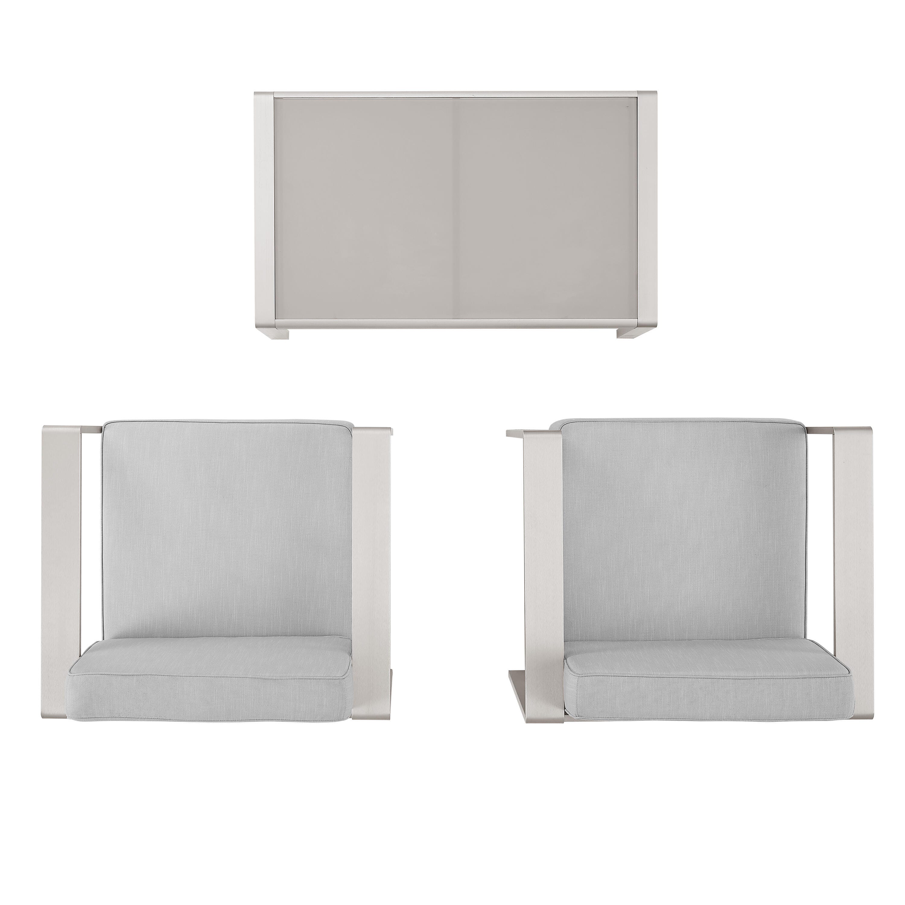 Linon Rosemary Outdoor Lounge Chair and Coffee Table, Gray, large