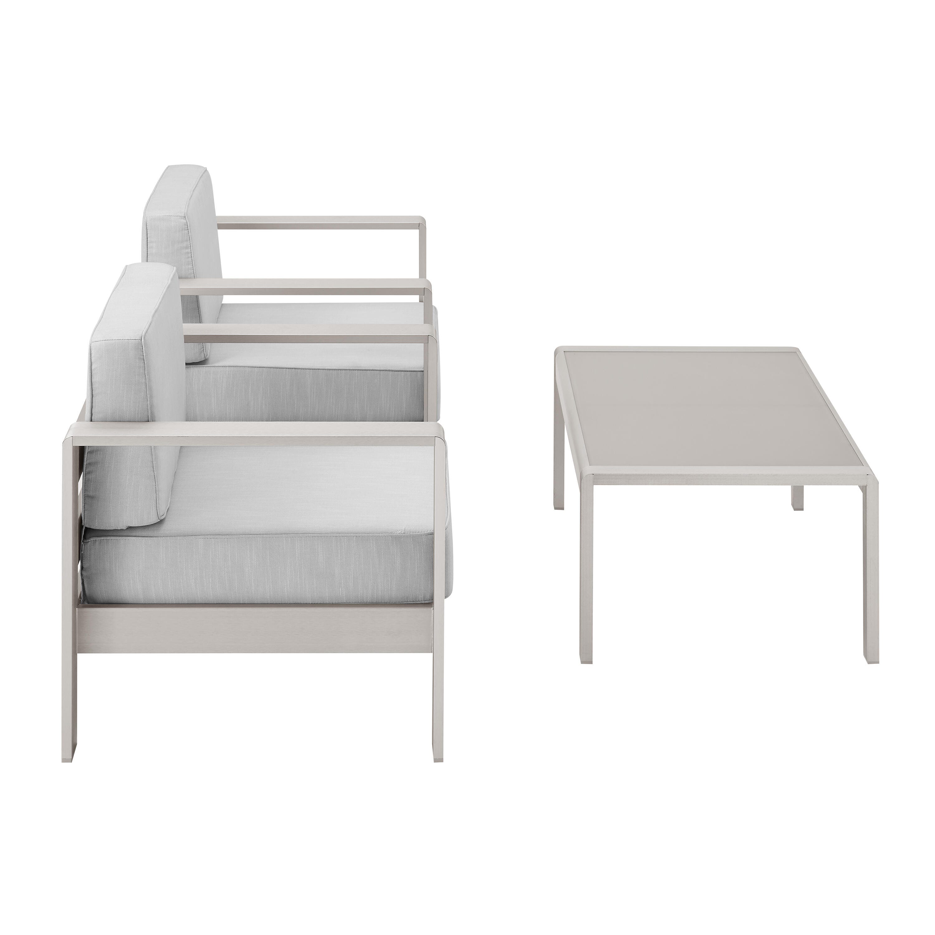 Linon Rosemary Outdoor Lounge Chair and Coffee Table, Gray, large