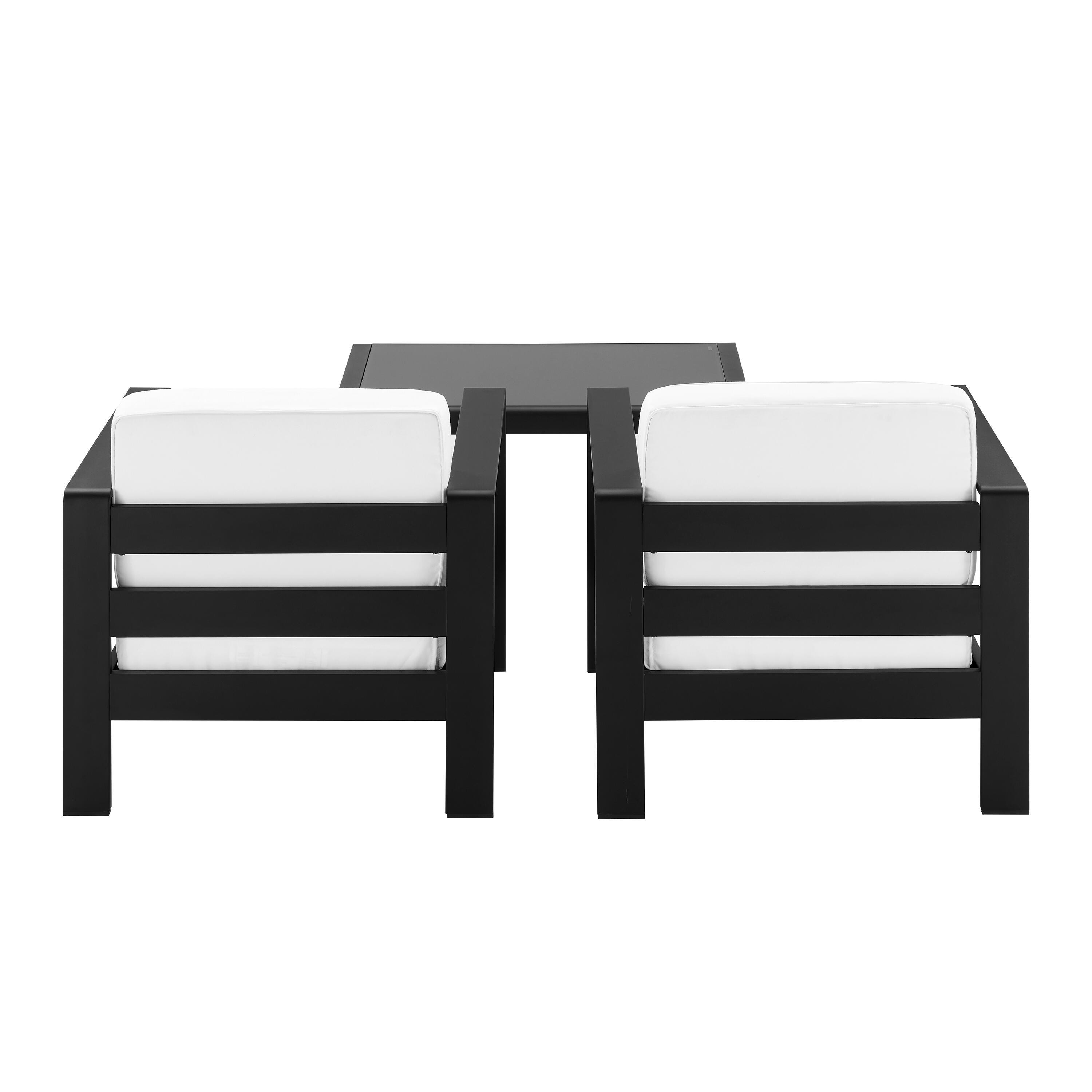 Linon Rosemary Outdoor Lounge Chair and Coffee Table, Black, large