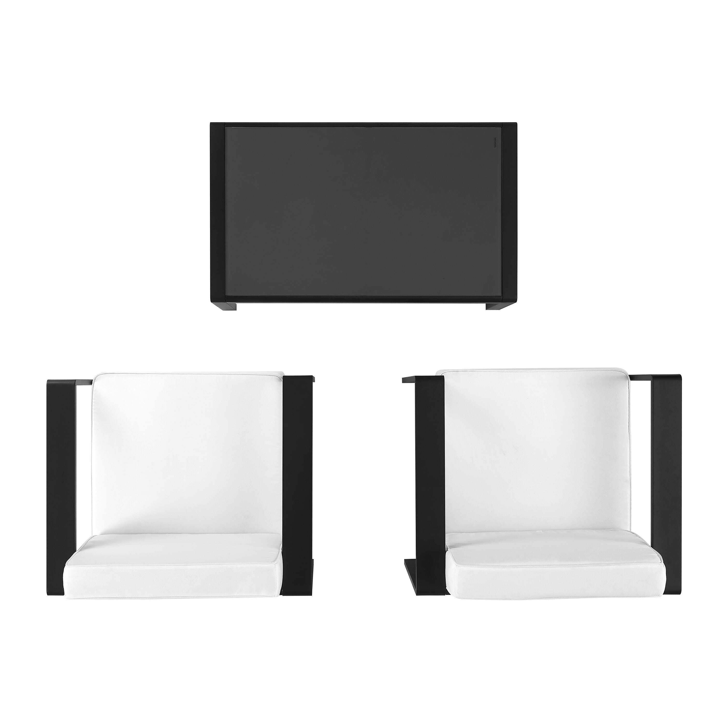 Linon Rosemary Outdoor Lounge Chair and Coffee Table, Black, large