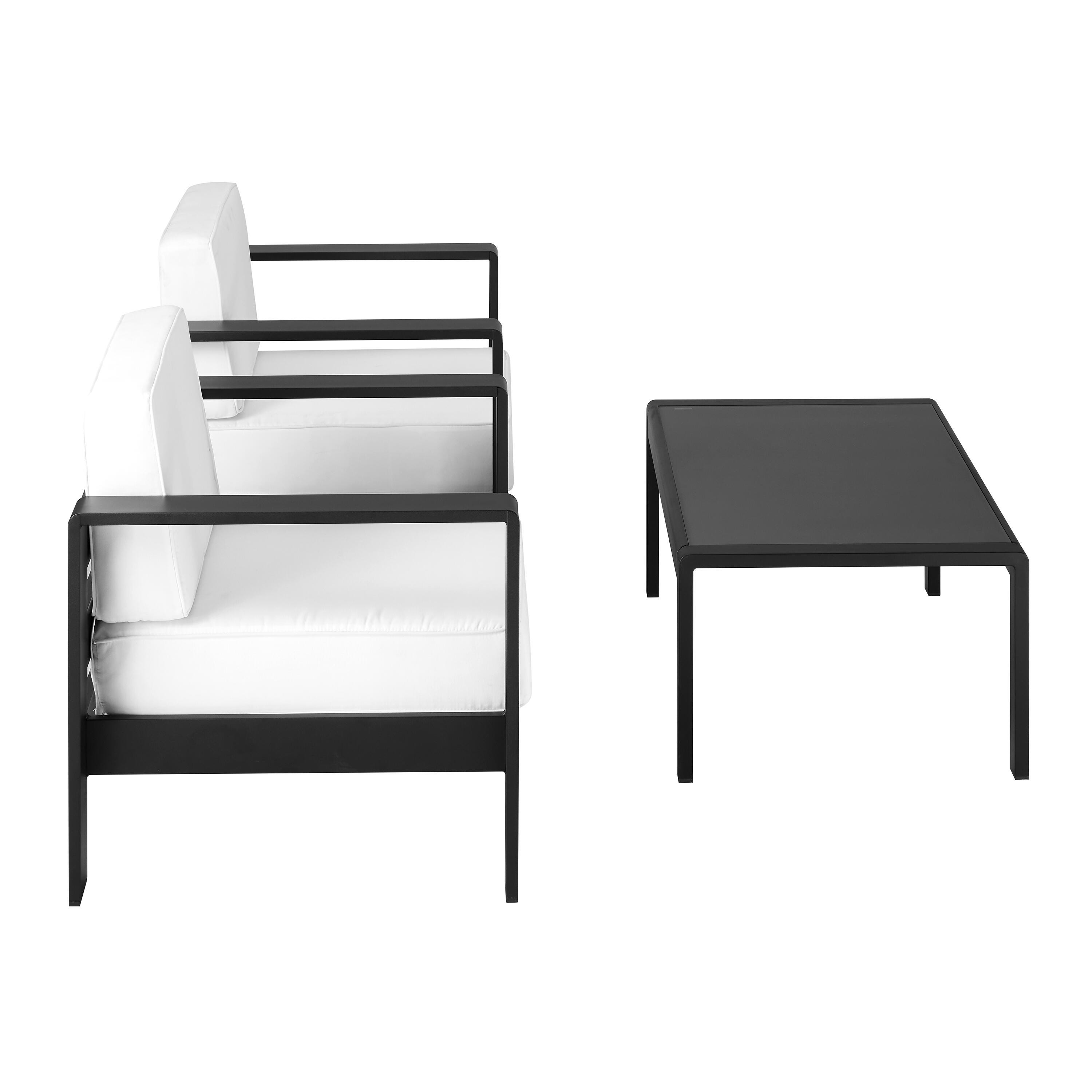 Linon Rosemary Outdoor Lounge Chair and Coffee Table, Black, large