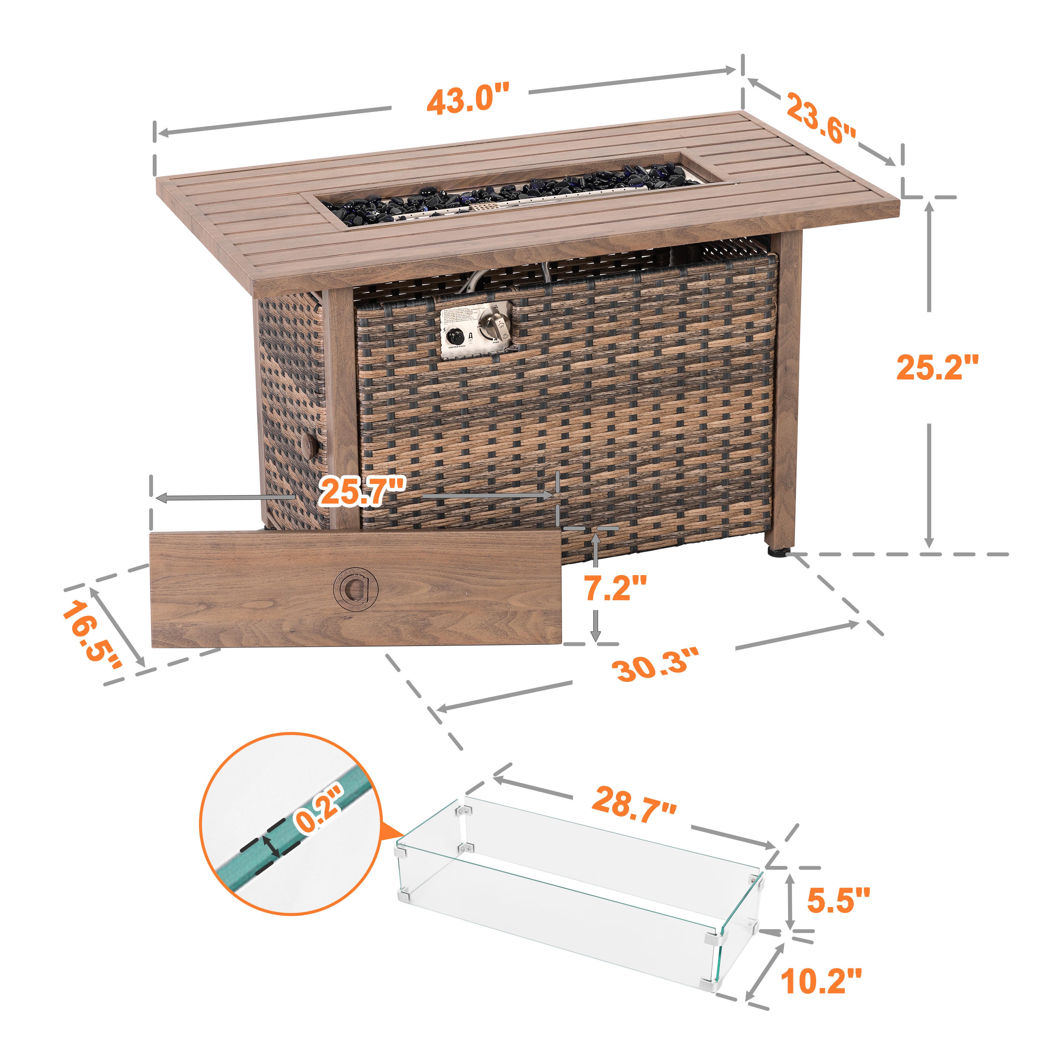 Nuu Garden Outdoor Rectangular Fire Pit, , large
