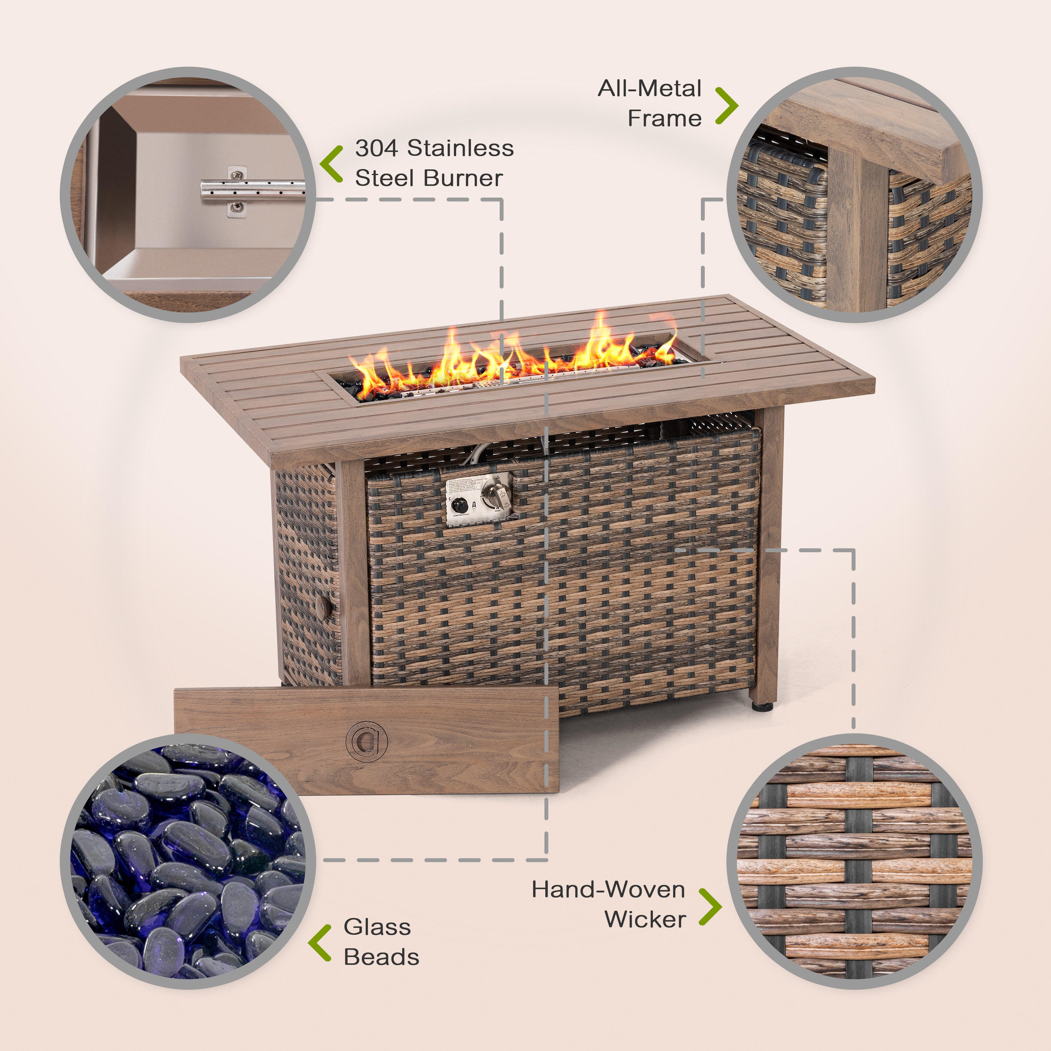 Nuu Garden Outdoor Rectangular Fire Pit, , large