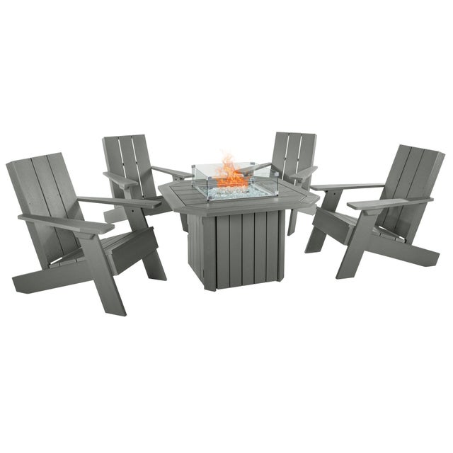 Highwood Italica Outdoor Conversation Set with Fire Pit Table