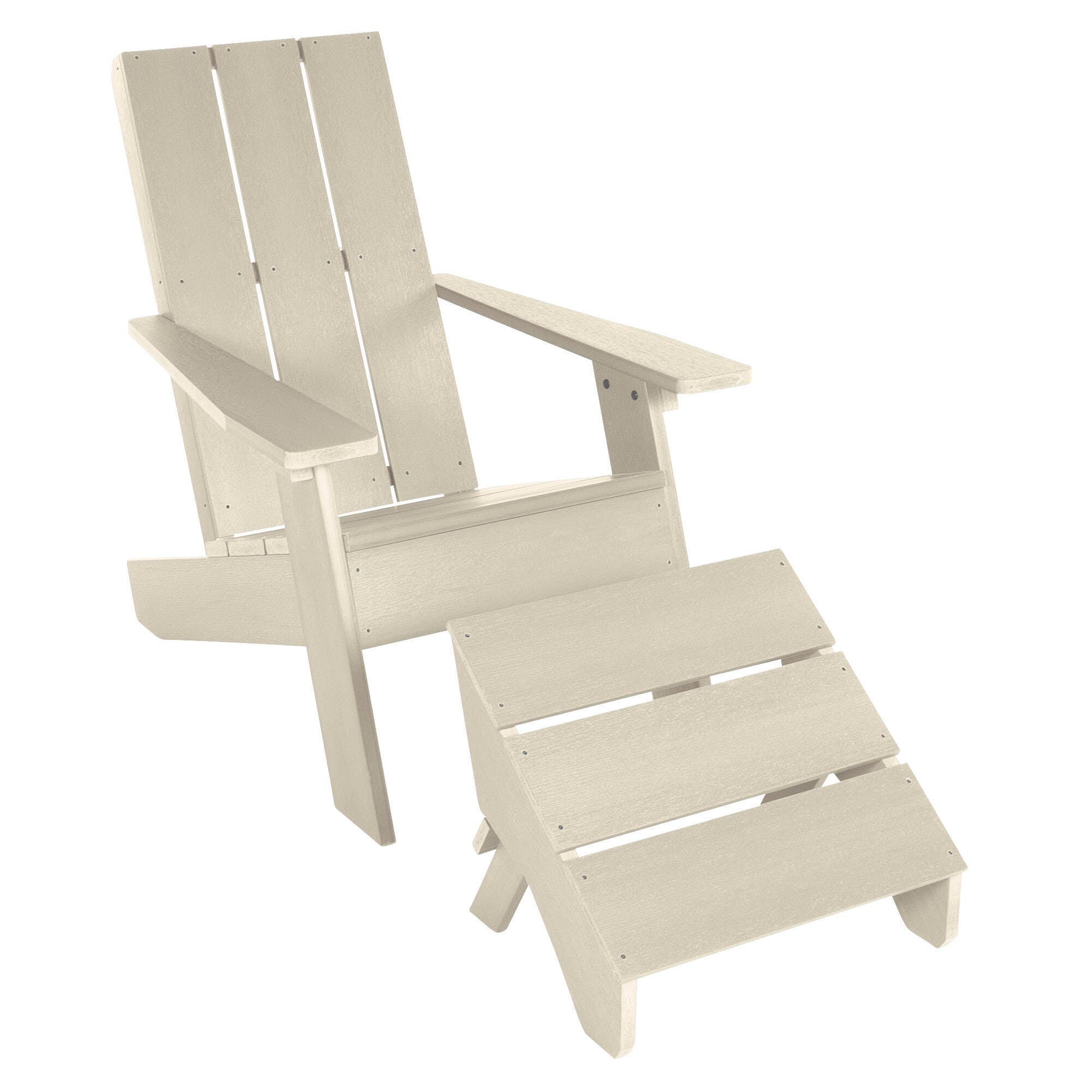Highwood Italica Outdoor Adirondack Chair with Ottoman, Whitewash, large