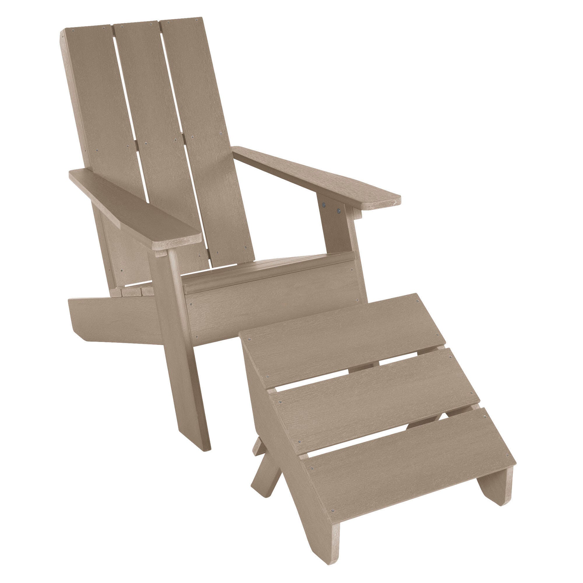 Highwood Italica Outdoor Adirondack Chair with Ottoman, Woodland Brown, large