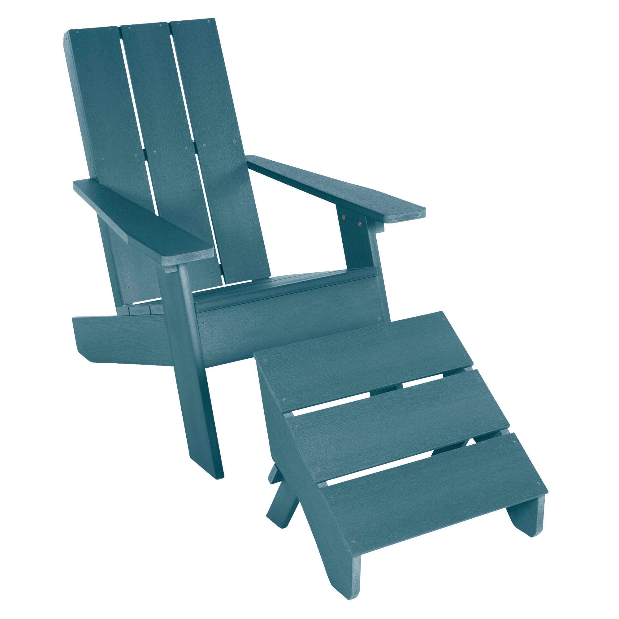 Highwood Italica Outdoor Adirondack Chair with Ottoman, Nantucket Blue, large
