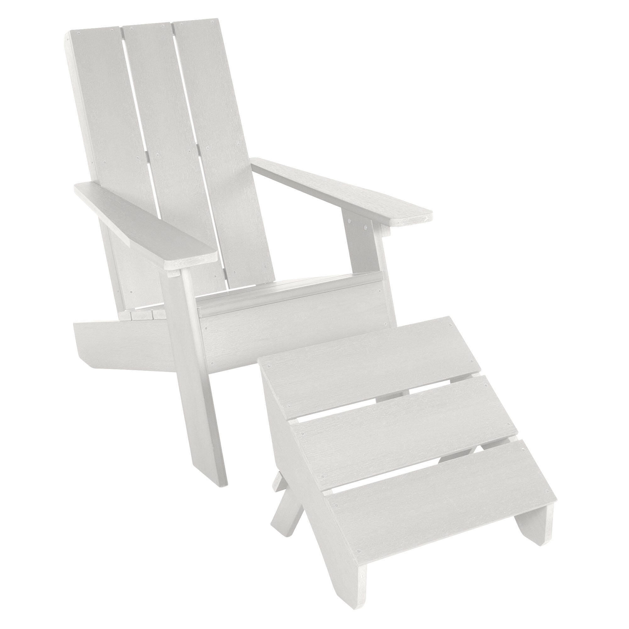 Highwood Italica Outdoor Adirondack Chair with Ottoman, White, large