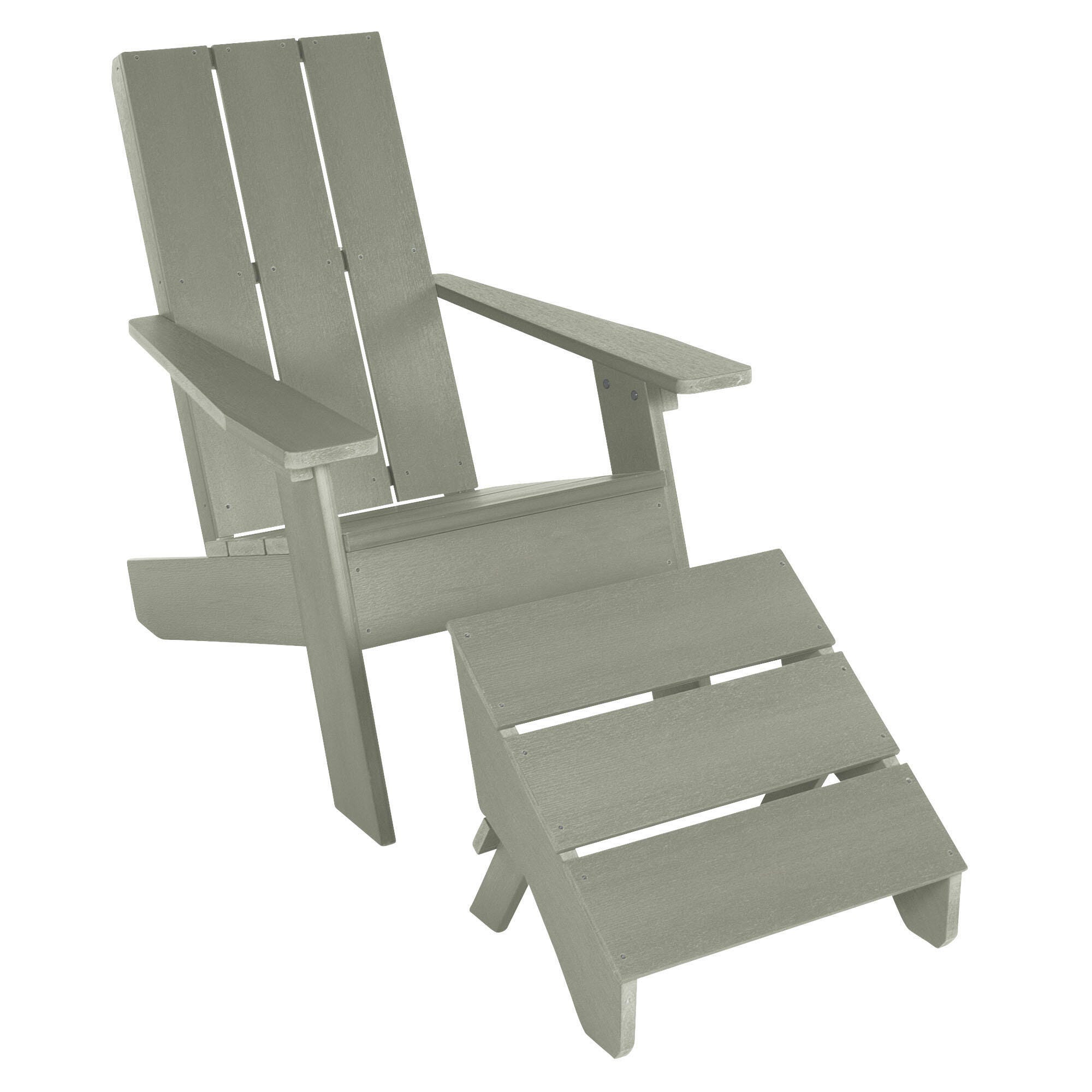 Highwood Italica Outdoor Adirondack Chair with Ottoman, Eucalyptus, large