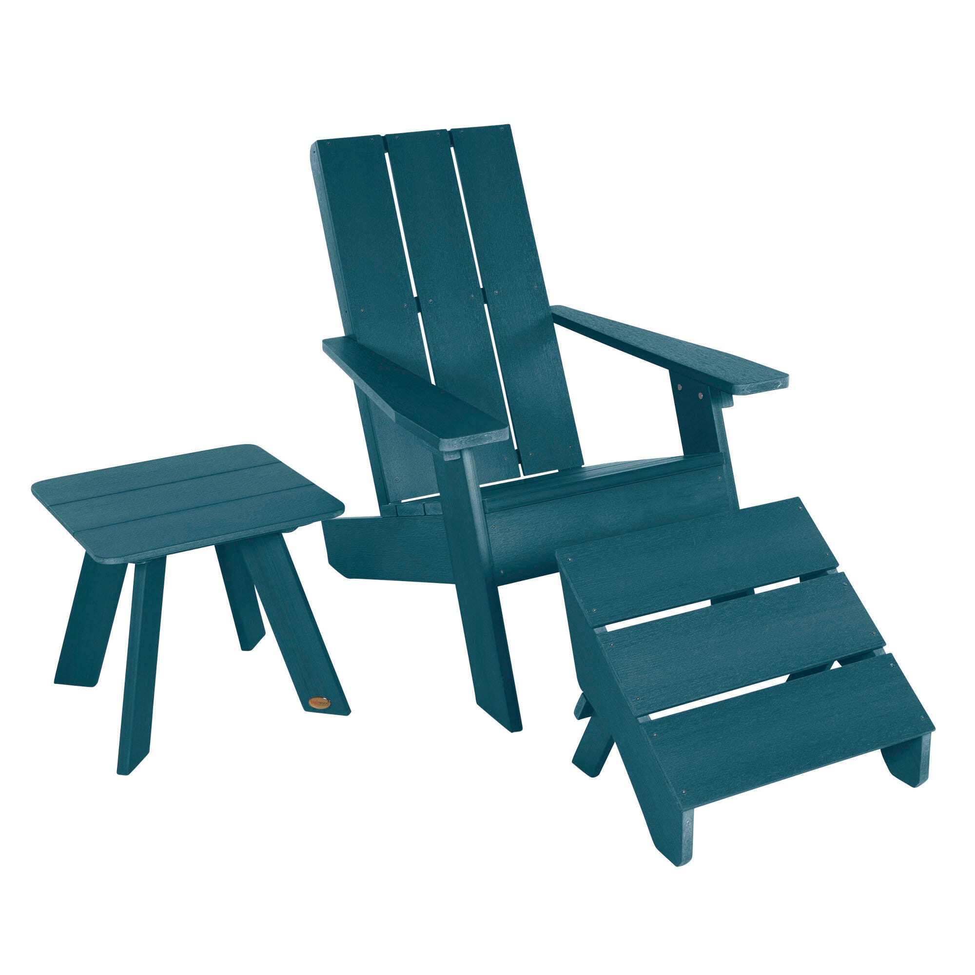 Highwood Italica Outdoor Adirondack Chair with Ottoman and Side Table