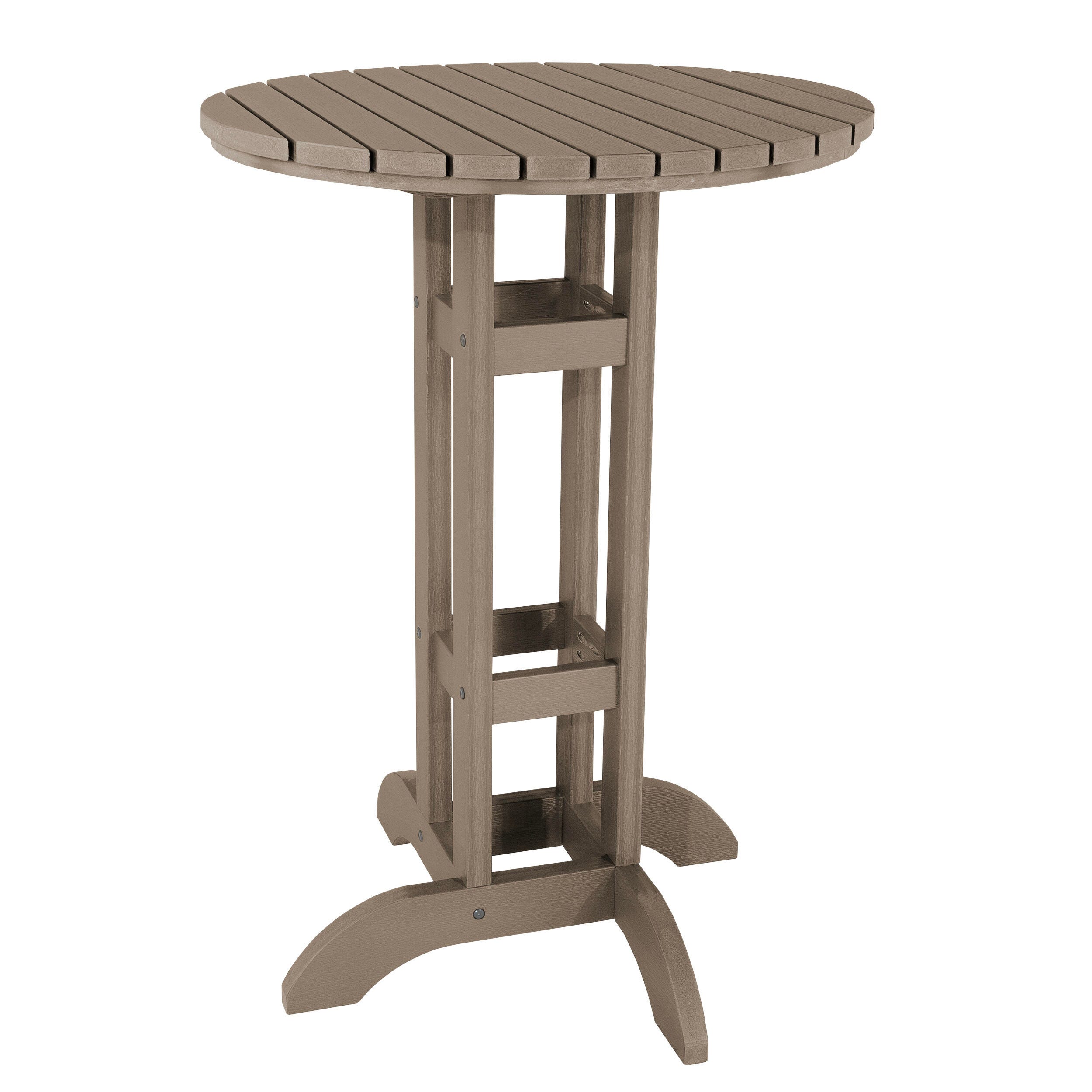 Highwood Lehigh Outdoor Round Bar Table, Woodland Brown, large