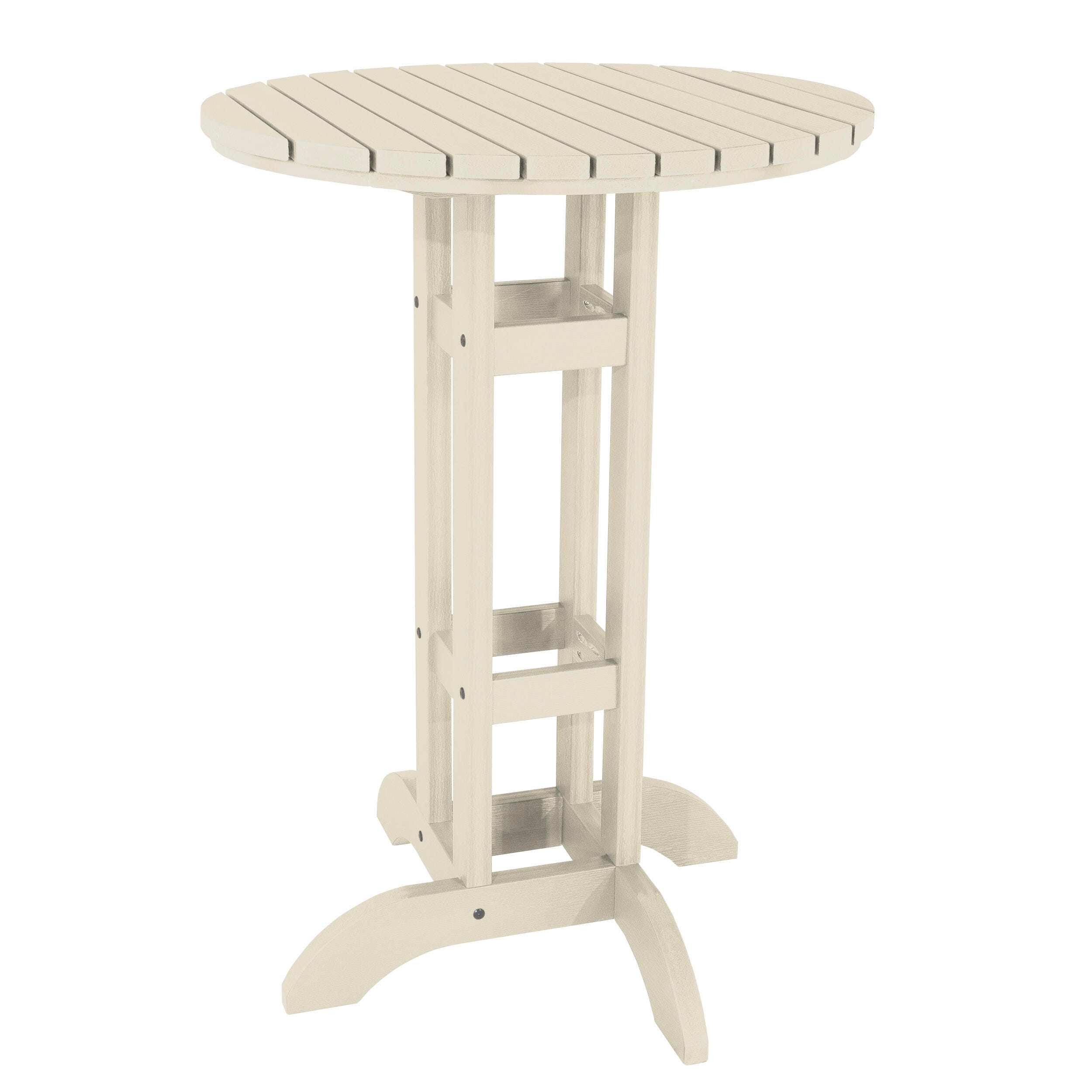 Highwood Lehigh Outdoor Round Bar Table, Whitewash, large