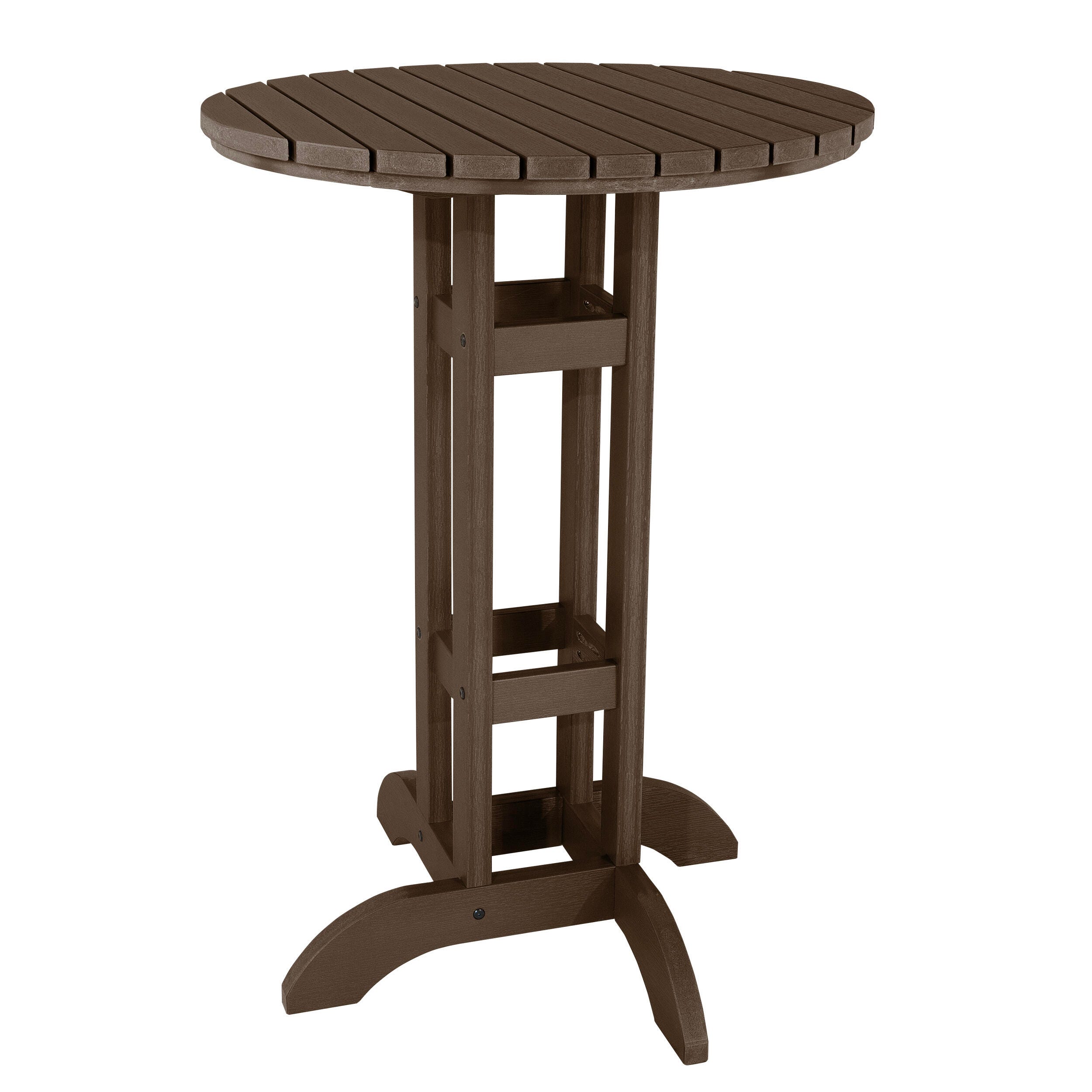 Highwood Lehigh Outdoor Round Bar Table, Weathered Acorn, large