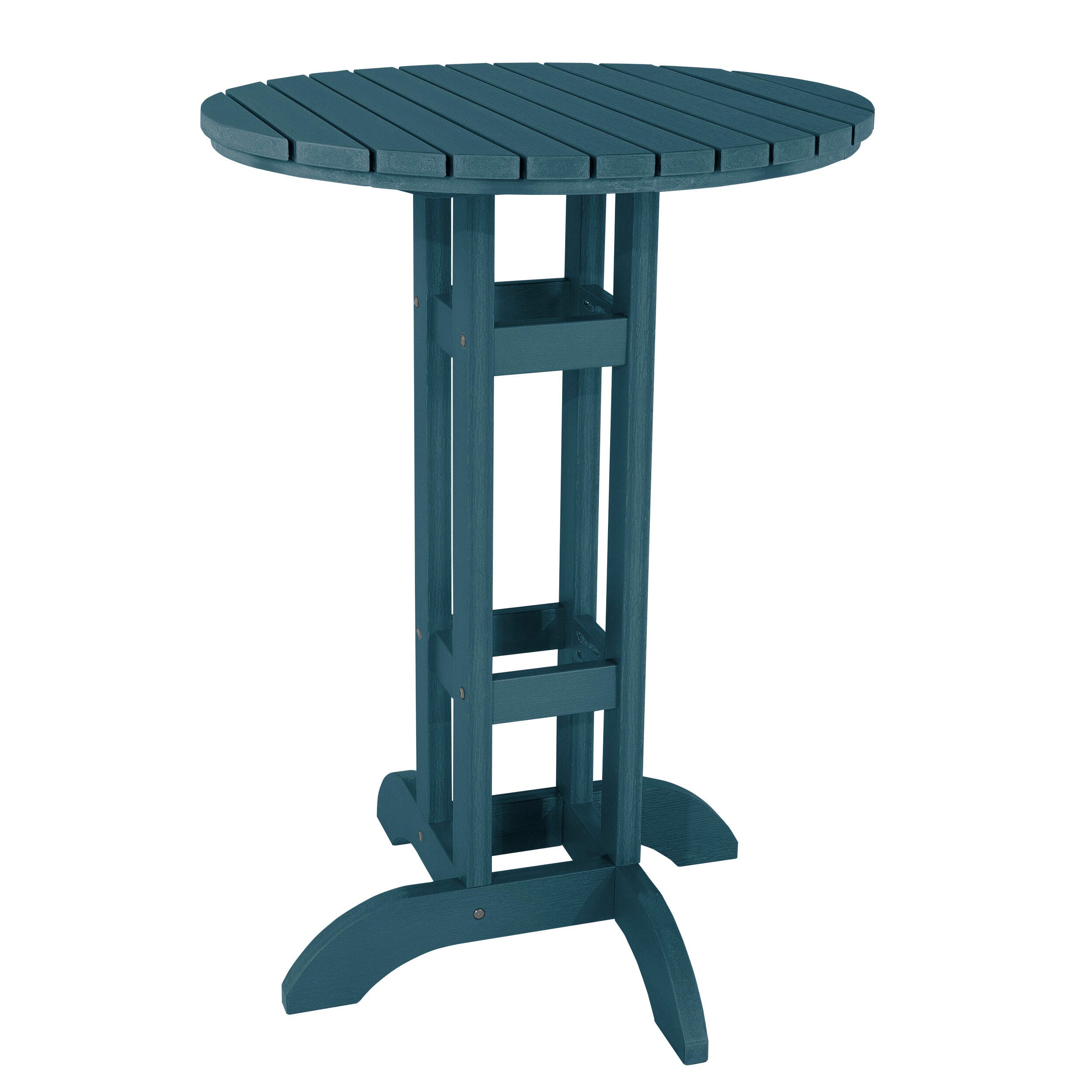 Highwood Lehigh Outdoor Round Bar Table, Nantucket Blue, large