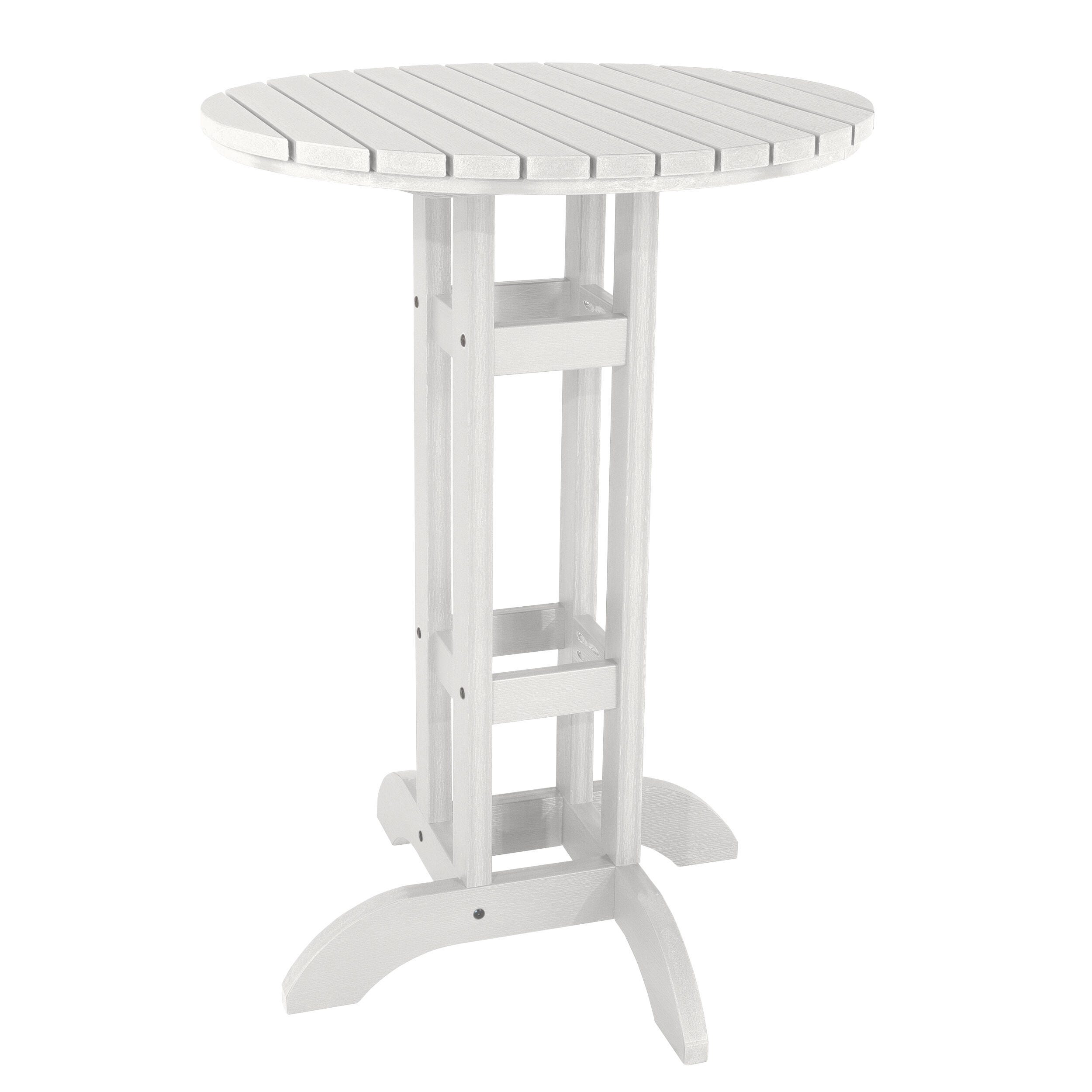 Highwood Lehigh Outdoor Round Bar Table, White, large
