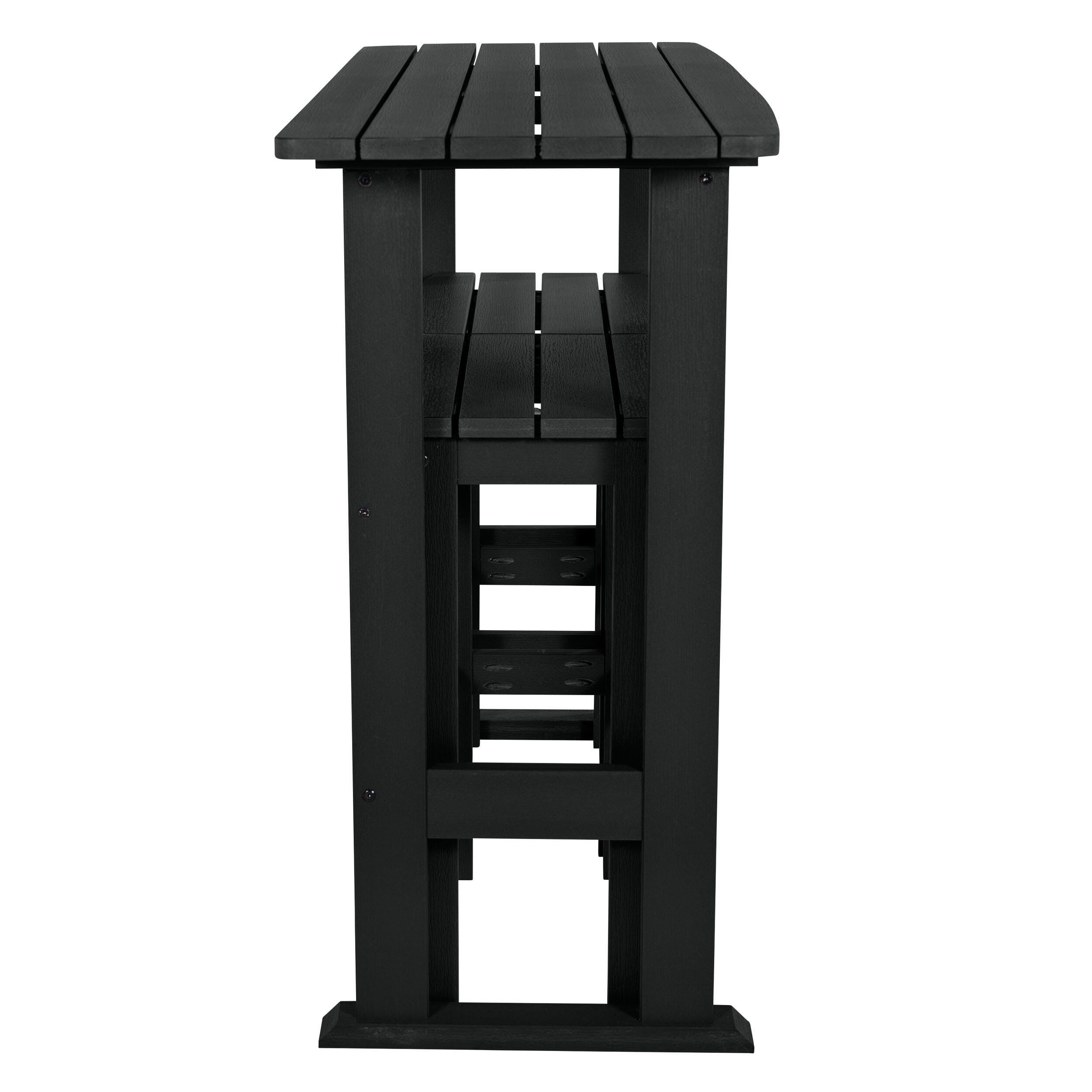 Highwood Lehigh Outdoor Bar Table and 2 Bar Stools, Black, large