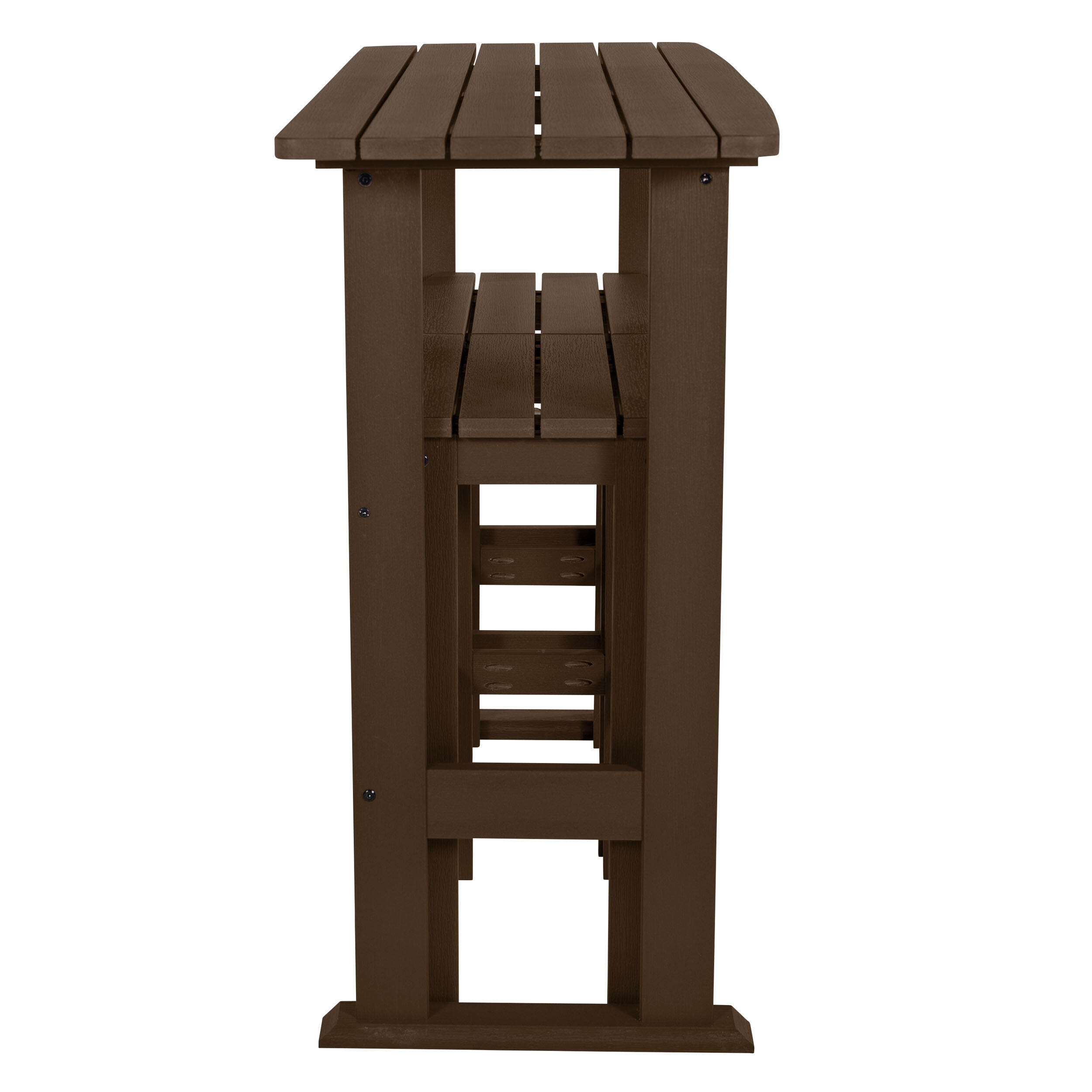 Highwood Lehigh Outdoor Bar Table and 2 Bar Stools, Weathered Acorn, large
