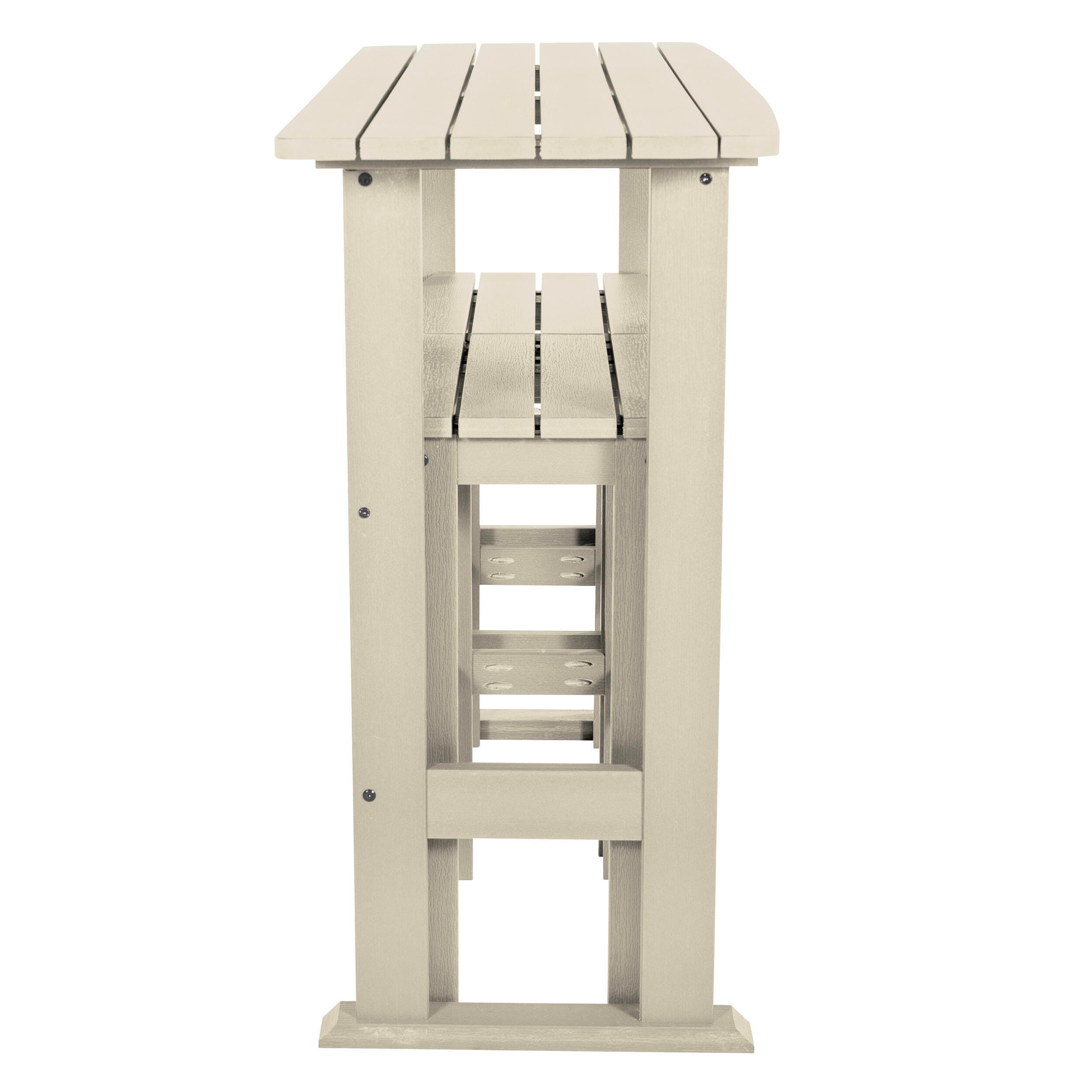 Highwood Lehigh Outdoor Bar Table and 2 Bar Stools, Whitewash, large