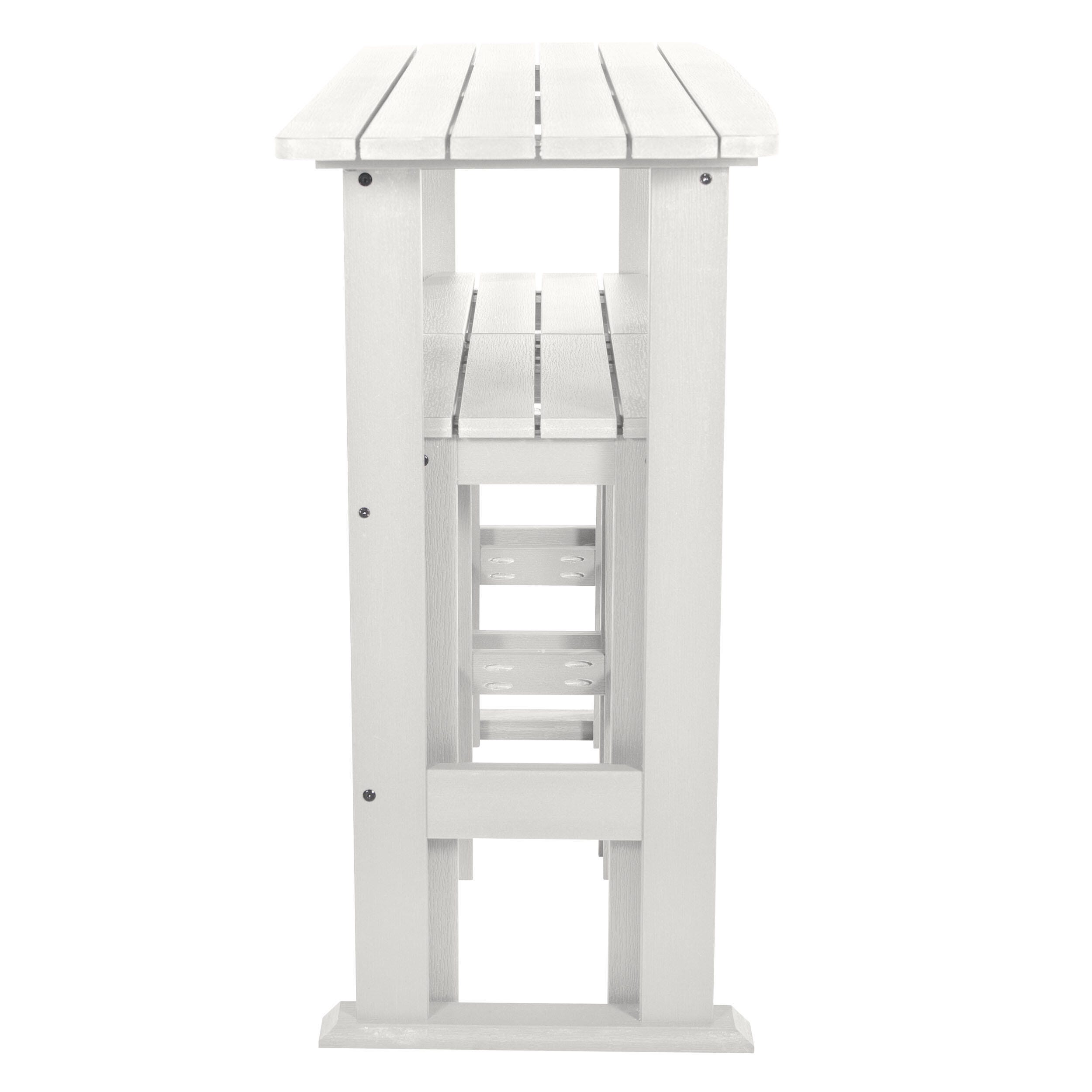 Highwood Lehigh Outdoor Bar Table and 2 Bar Stools, White, large