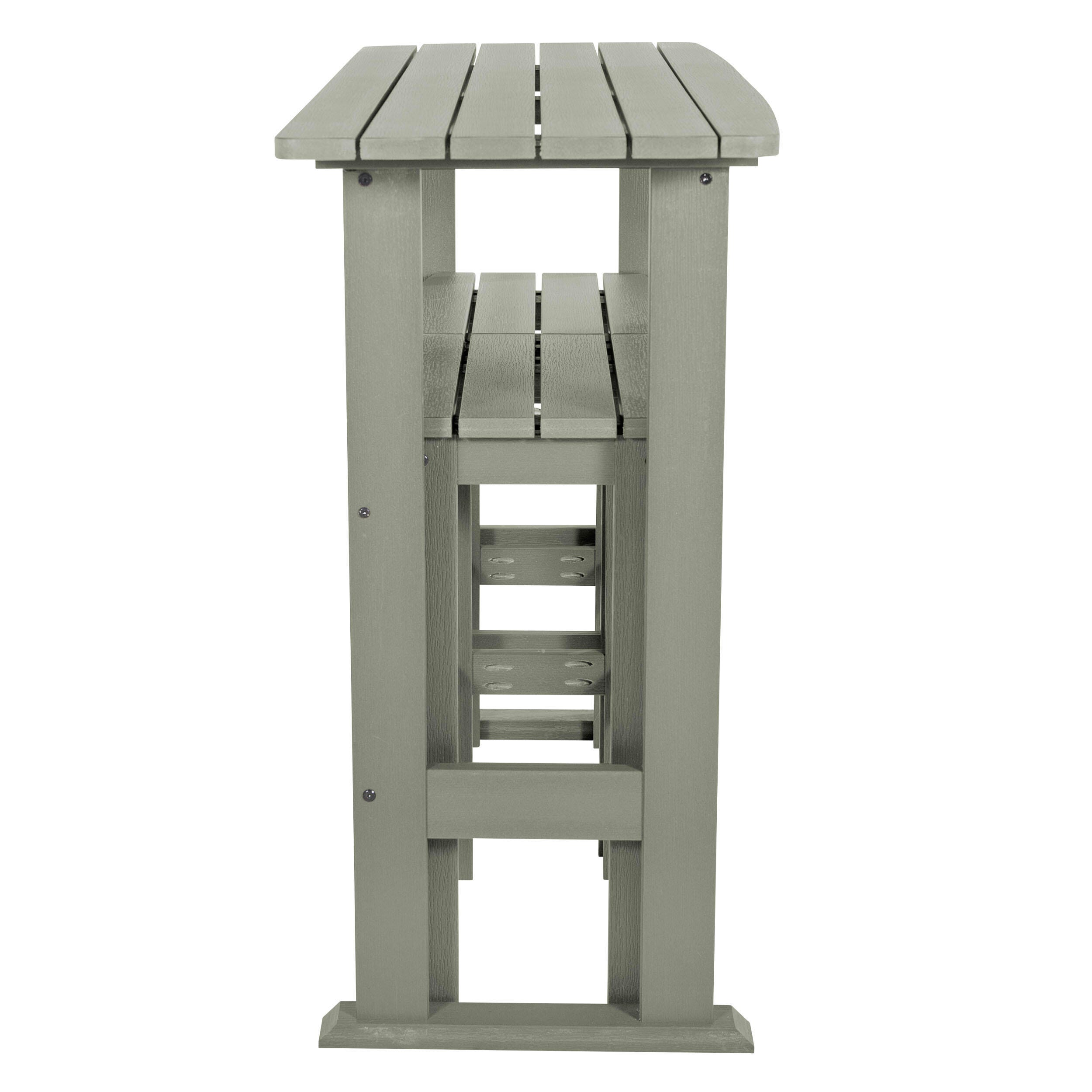 Highwood Lehigh Outdoor Bar Table and 2 Bar Stools, Eucalyptus, large