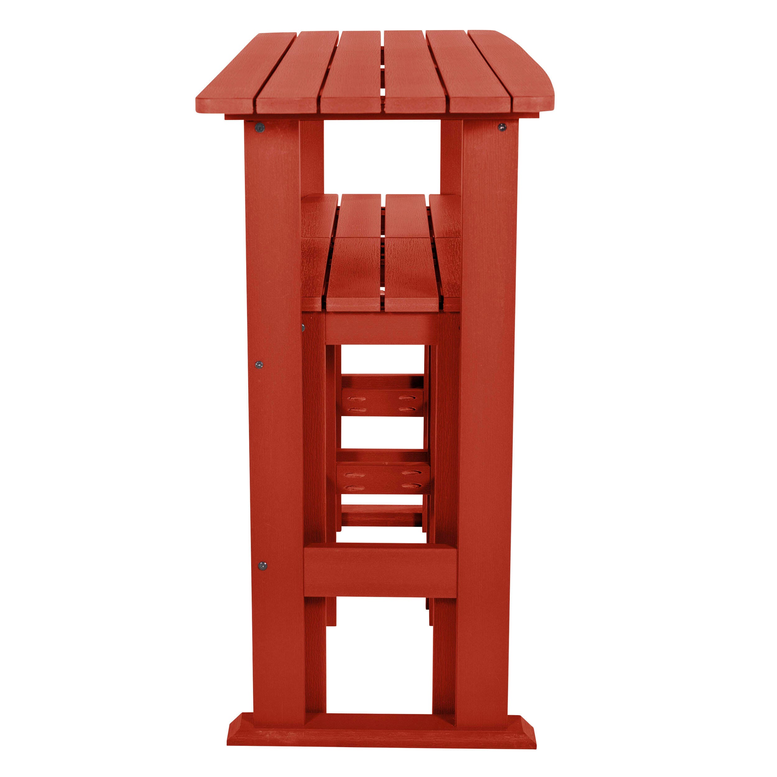 Highwood Lehigh Outdoor Bar Table and 2 Bar Stools, Rustic Red, large