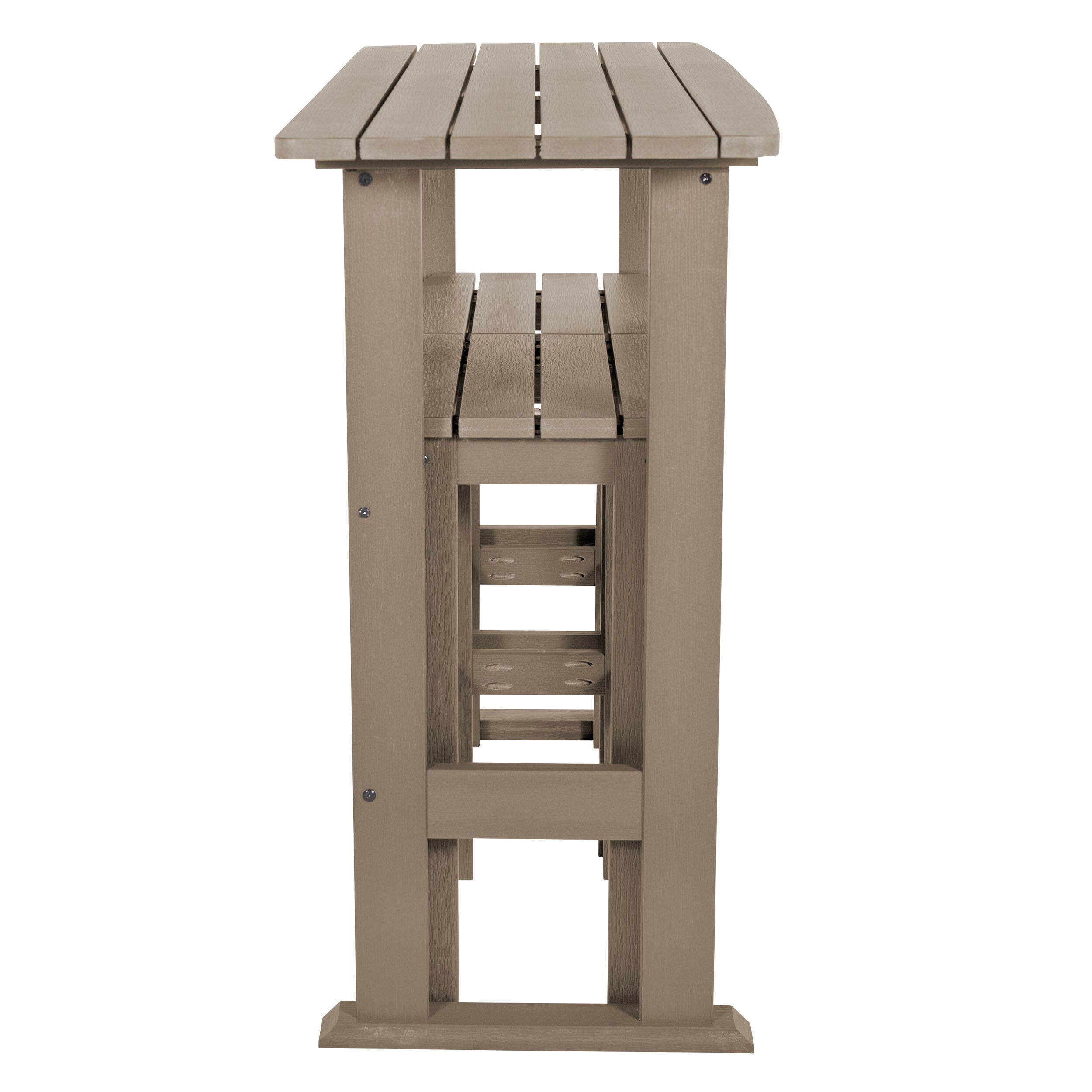 Highwood Lehigh Outdoor Bar Table and 2 Bar Stools, Woodland Brown, large