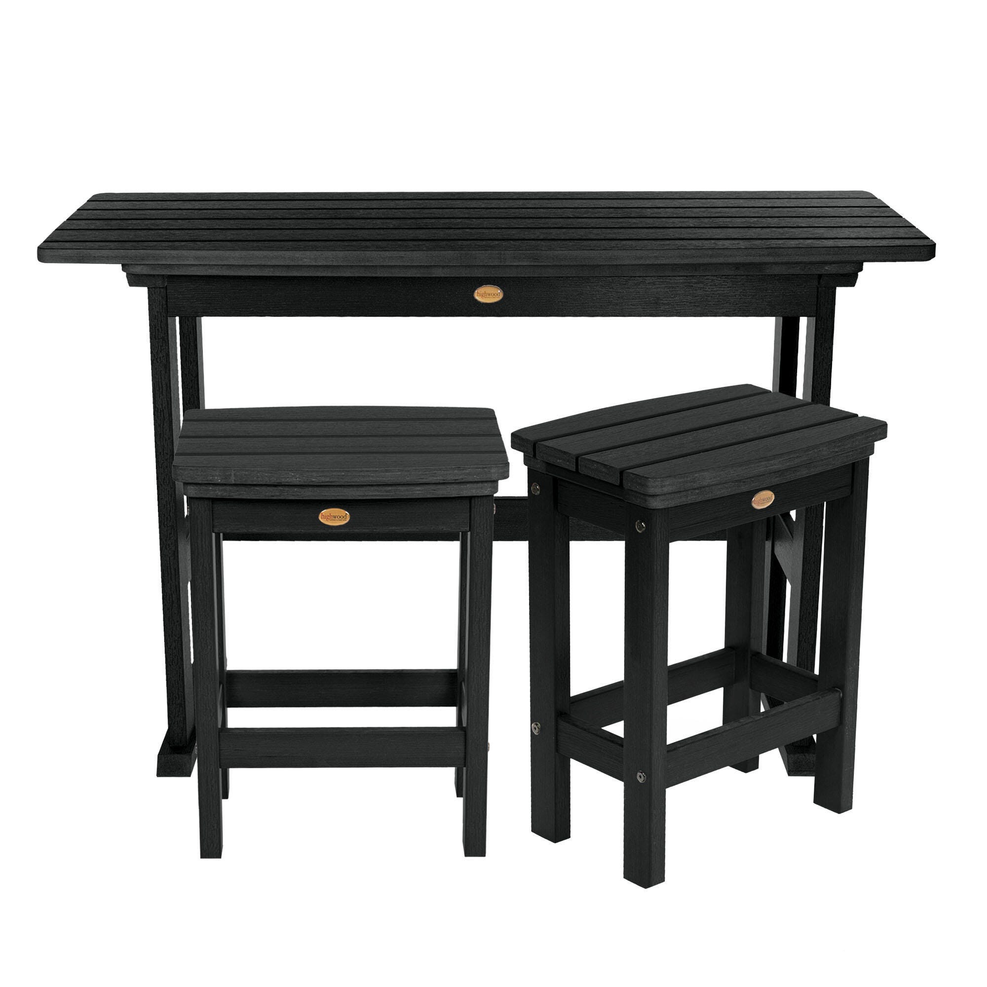 Highwood Lehigh Outdoor Dining Table and 2 Chairs, Black, large