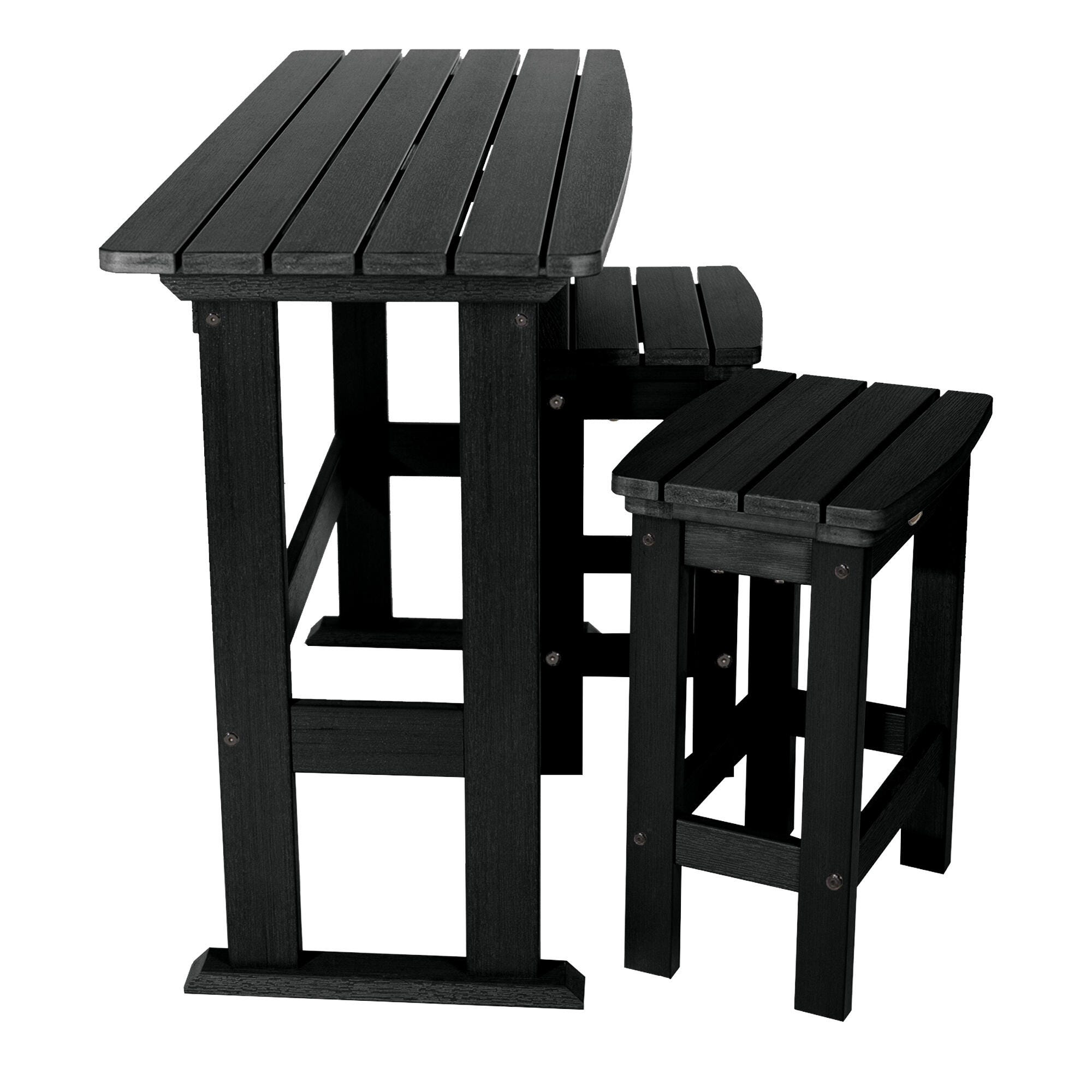 Highwood Lehigh Outdoor Dining Table and 2 Chairs, Black, large