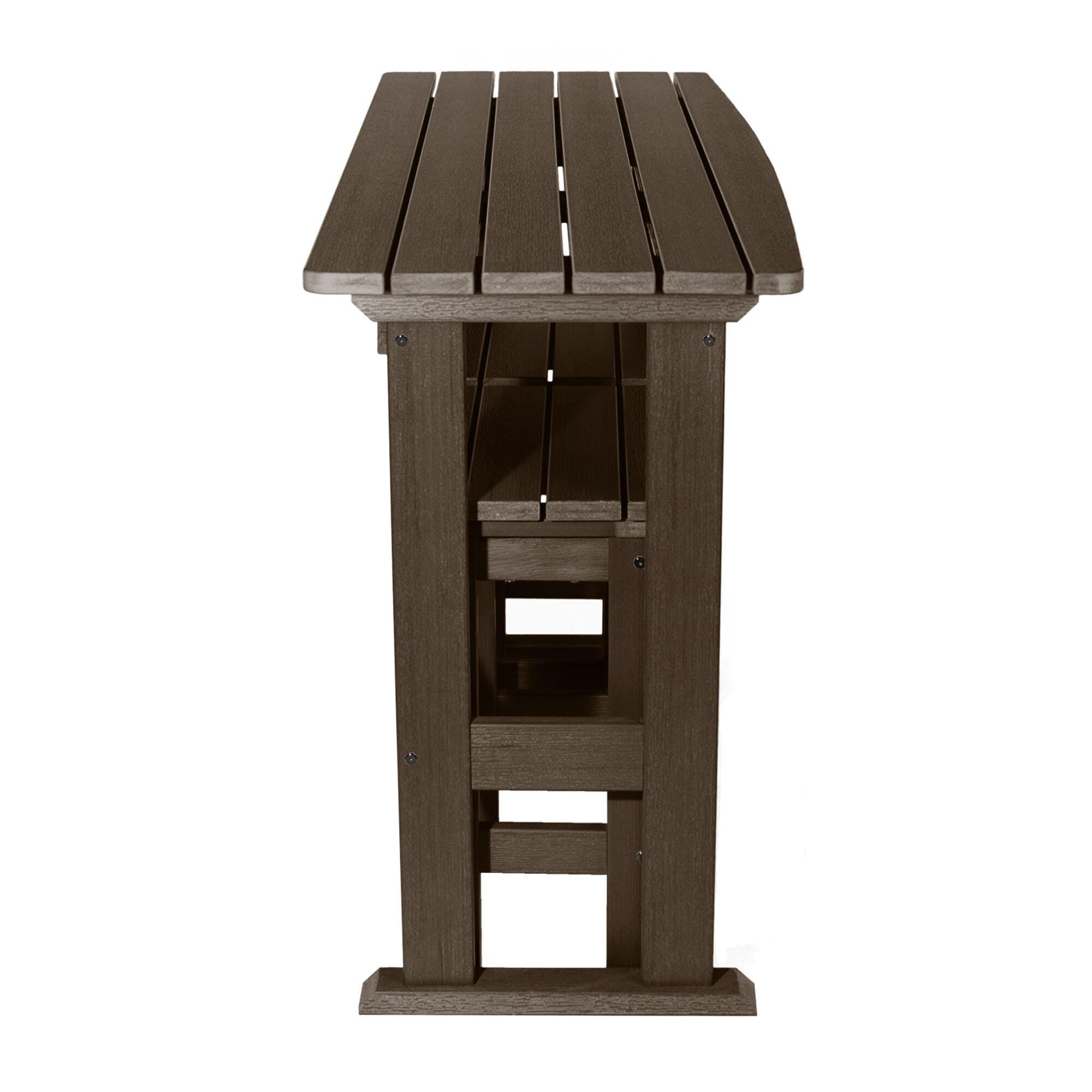 Highwood Lehigh Outdoor Dining Table and 2 Chairs, Weathered Acorn, large