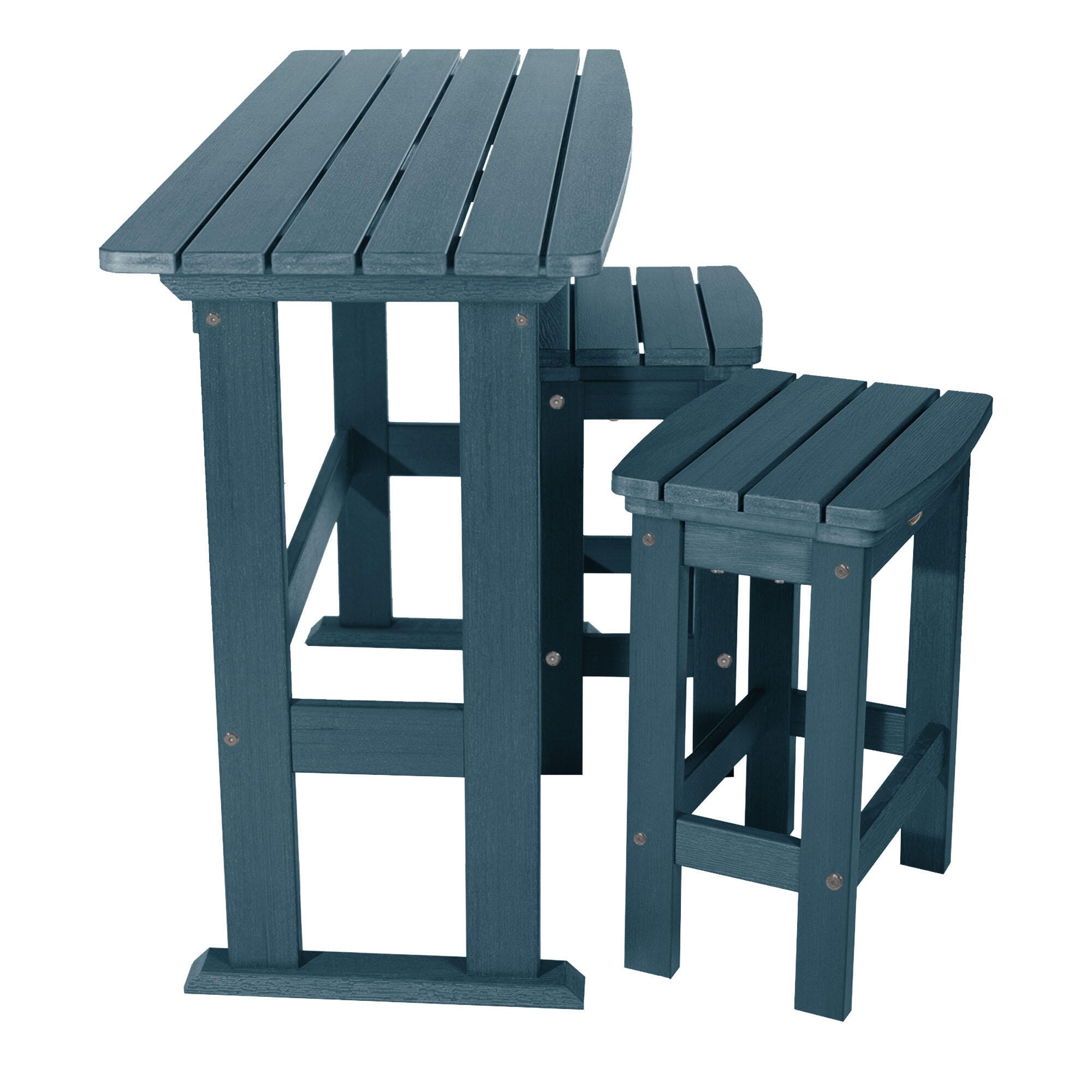 Highwood Lehigh Outdoor Dining Table and 2 Chairs, Nantucket Blue, large