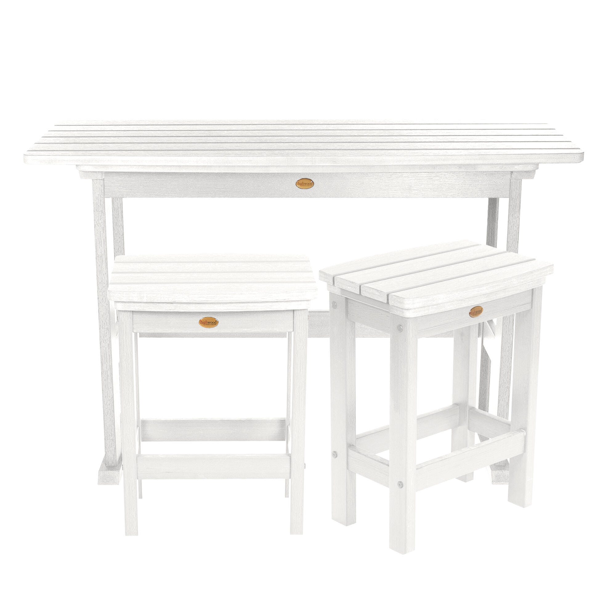 Highwood Lehigh Outdoor Dining Table and 2 Chairs, White, large