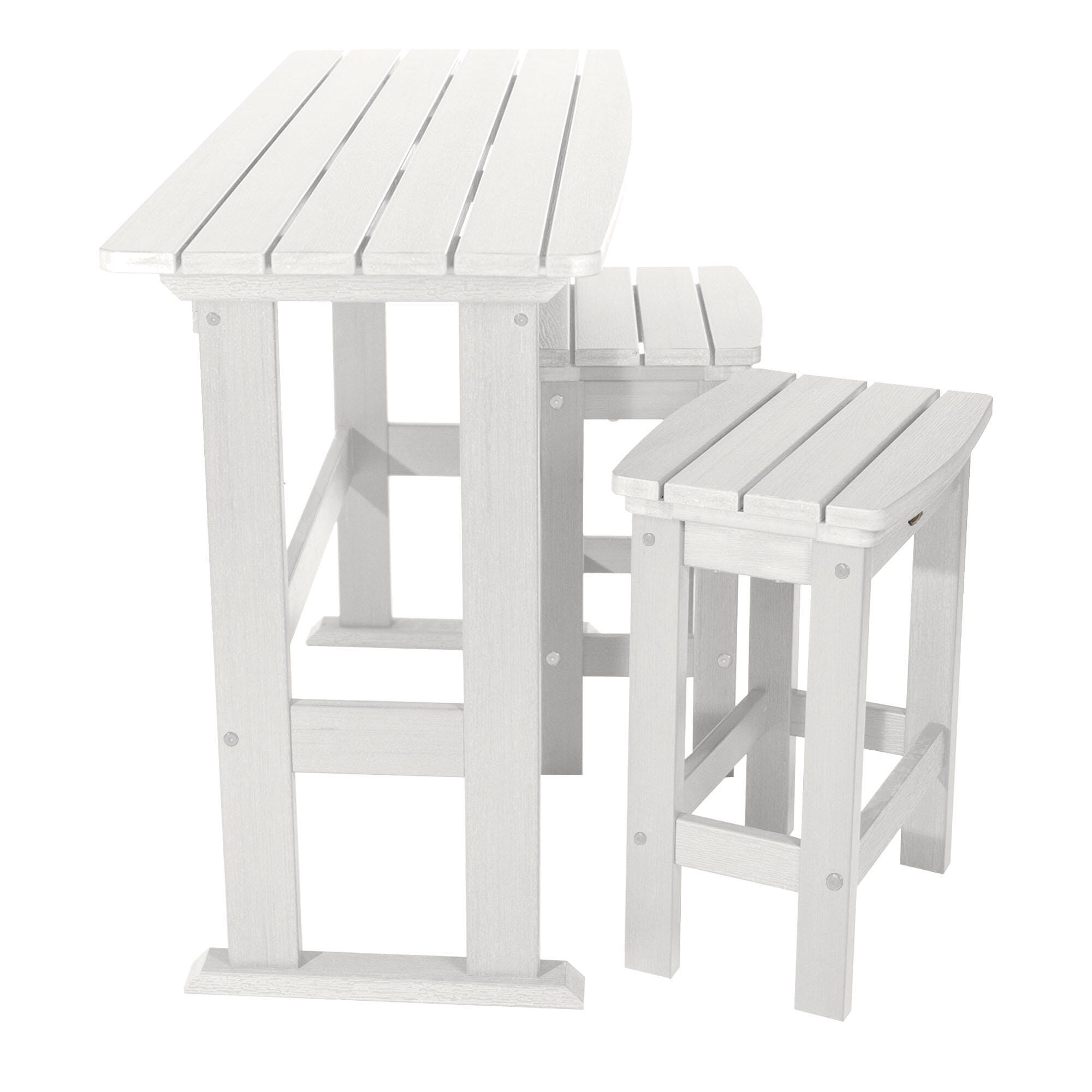Highwood Lehigh Outdoor Dining Table and 2 Chairs, White, large