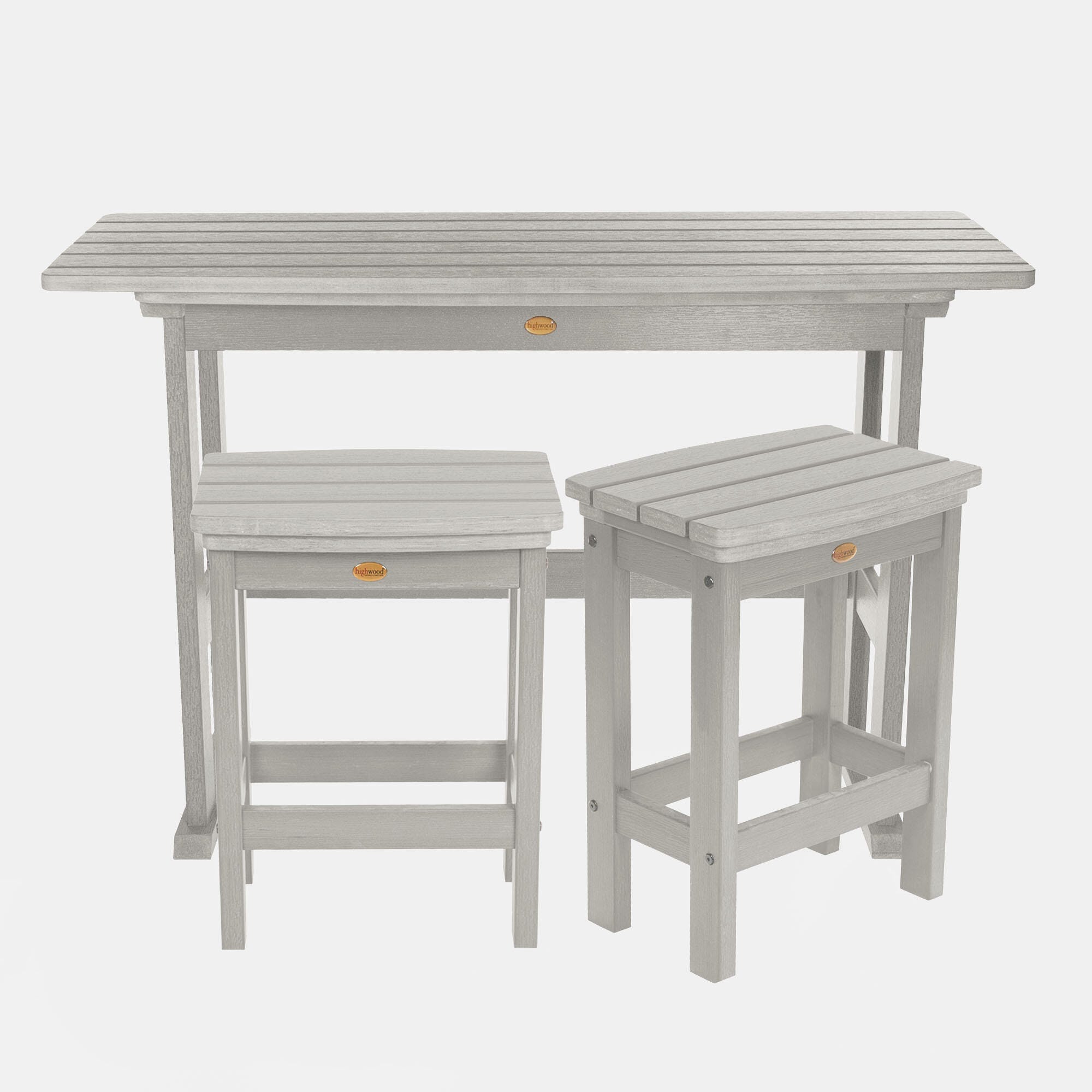 Highwood Lehigh Outdoor Dining Table and 2 Chairs, Harbor Gray, large