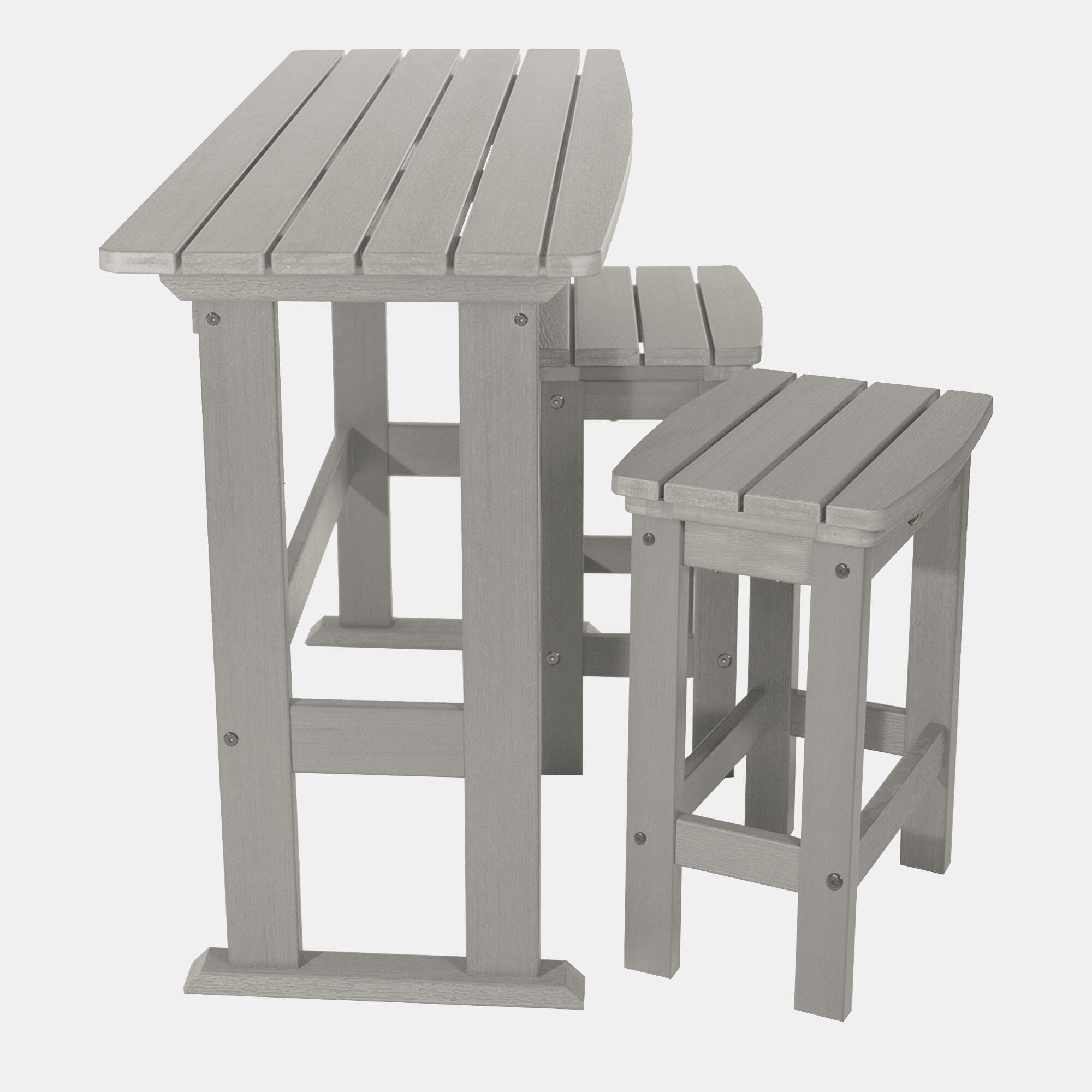 Highwood Lehigh Outdoor Dining Table and 2 Chairs, Harbor Gray, large