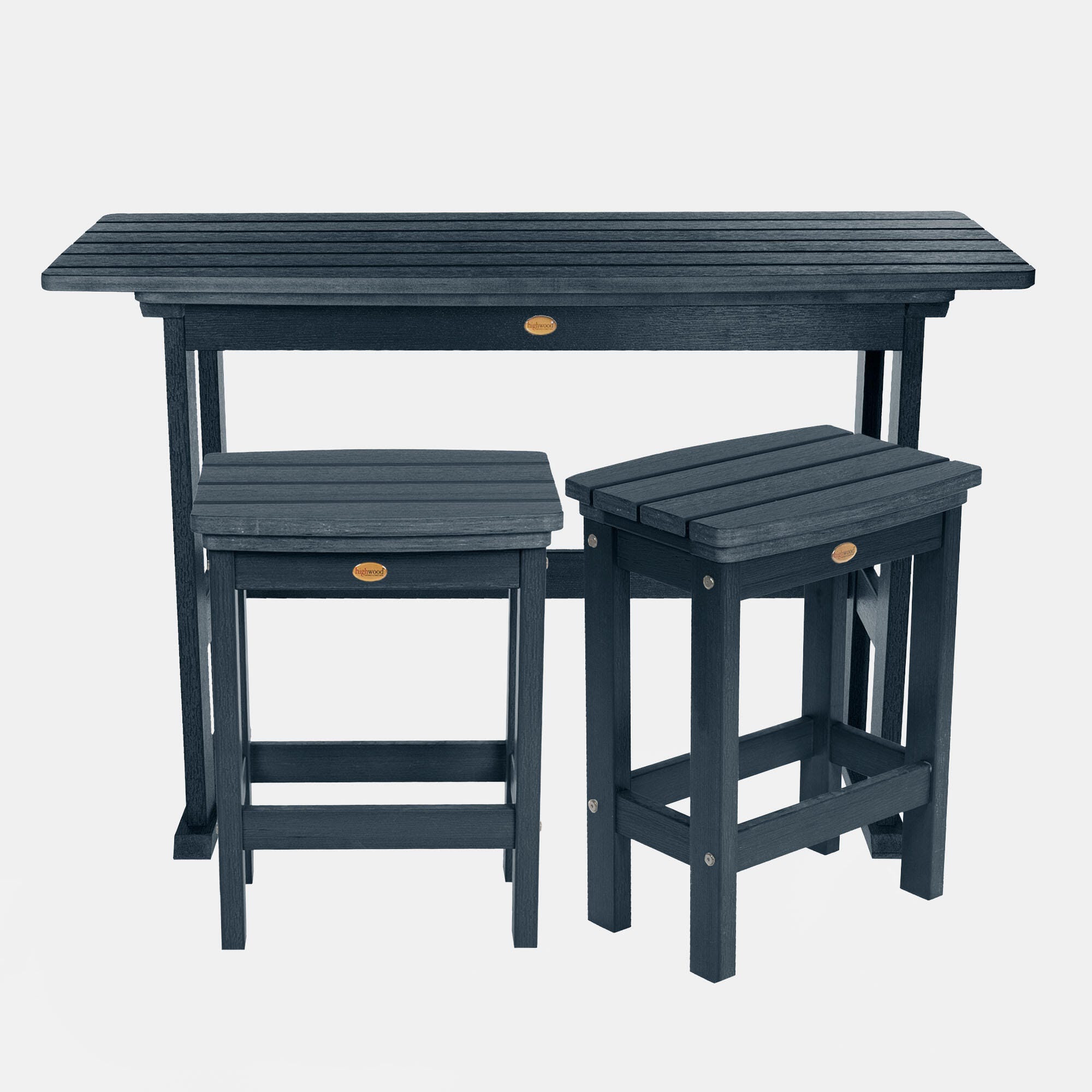 Highwood Lehigh Outdoor Dining Table and 2 Chairs, Federal Blue, large