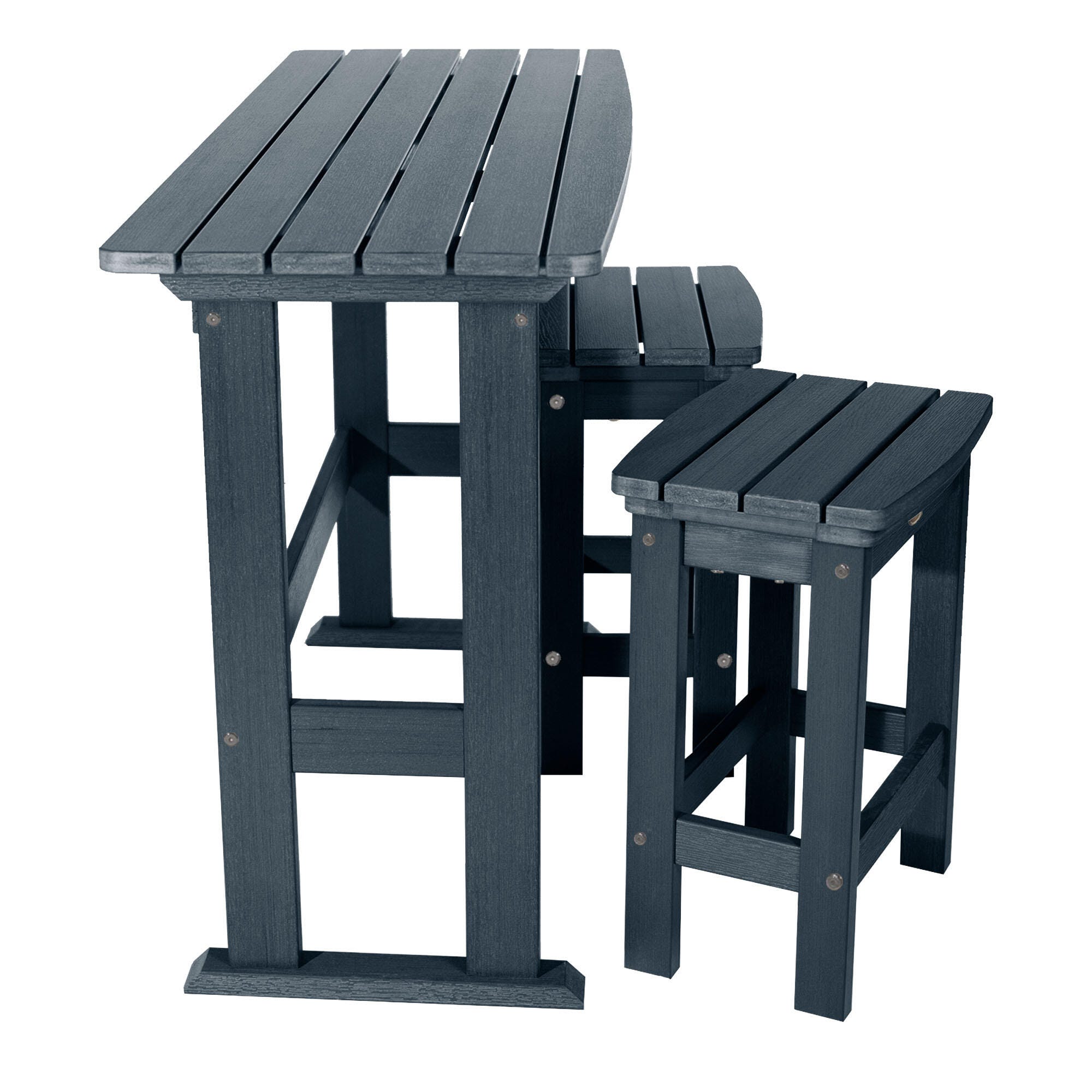 Highwood Lehigh Outdoor Dining Table and 2 Chairs, Federal Blue, large