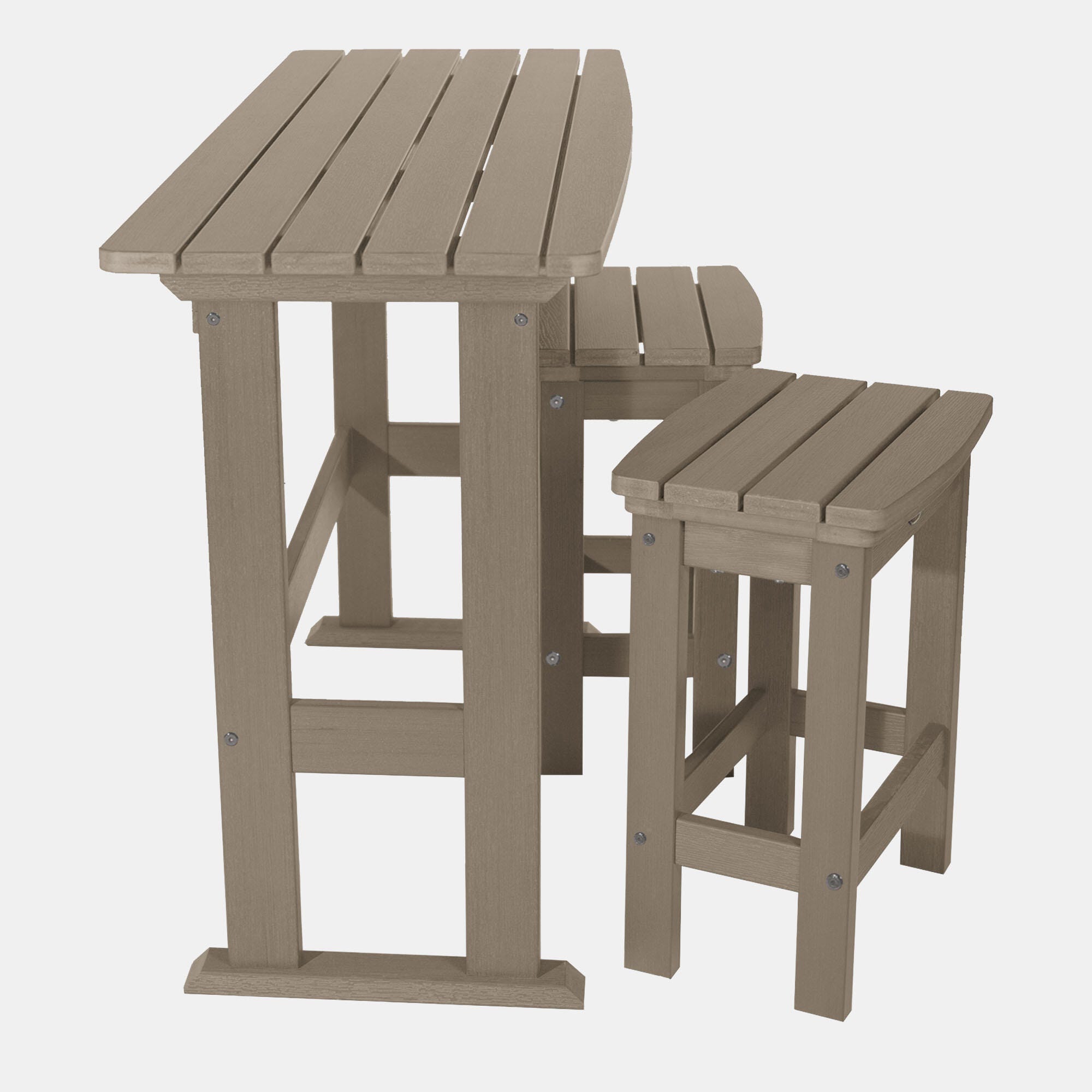 Highwood Lehigh Outdoor Dining Table and 2 Chairs, Woodland Brown, large