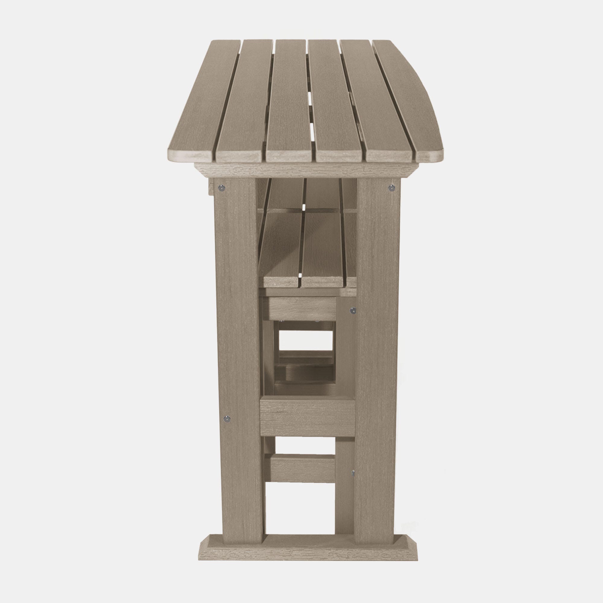 Highwood Lehigh Outdoor Dining Table and 2 Chairs, Woodland Brown, large