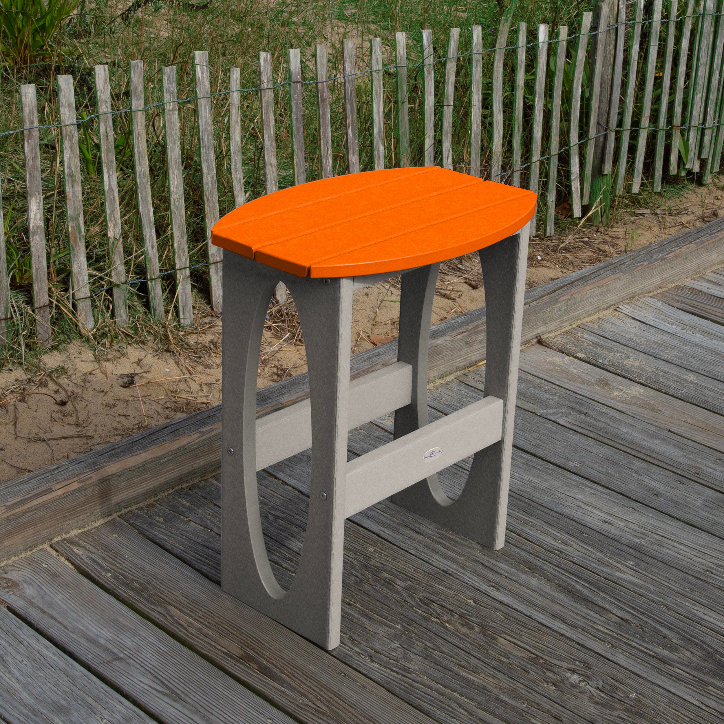 Bahia Verde Shoreline Outdoor Bar Table and 2 Bar Stools, Cove Gray/Citrus Orange, large