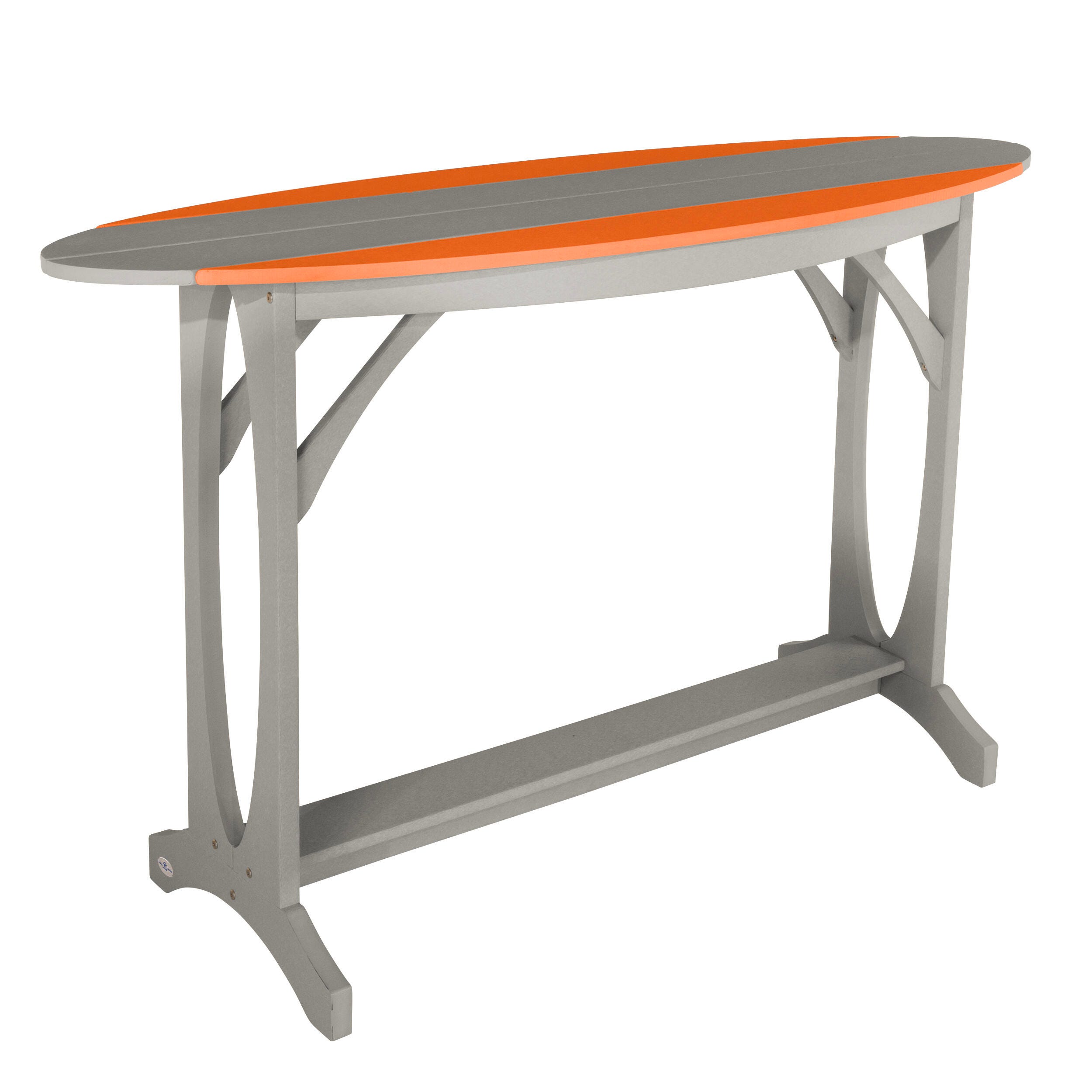 Bahia Verde Shoreline Outdoor Bar Table and 2 Bar Stools, Cove Gray/Citrus Orange, large